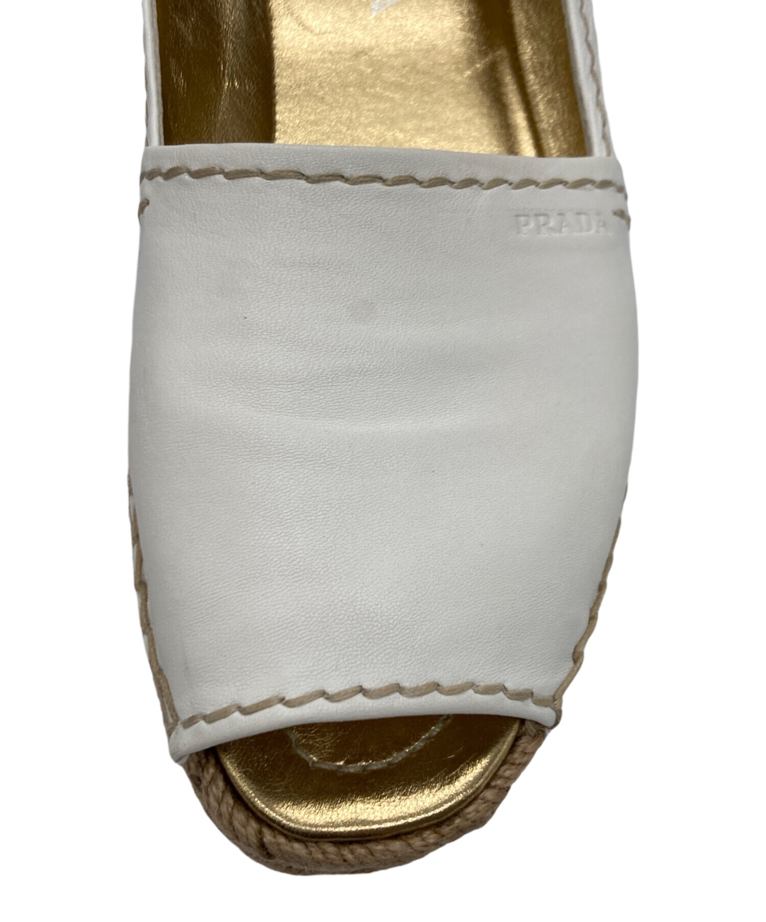 中古・古着通販】PRADA (プラダ) ウェッジソールサンダル ホワイト