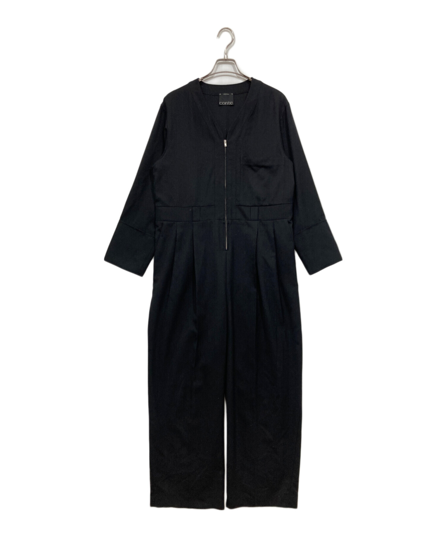 中古・古着通販】conte (コンテ) Vネックオールインワン ブラック