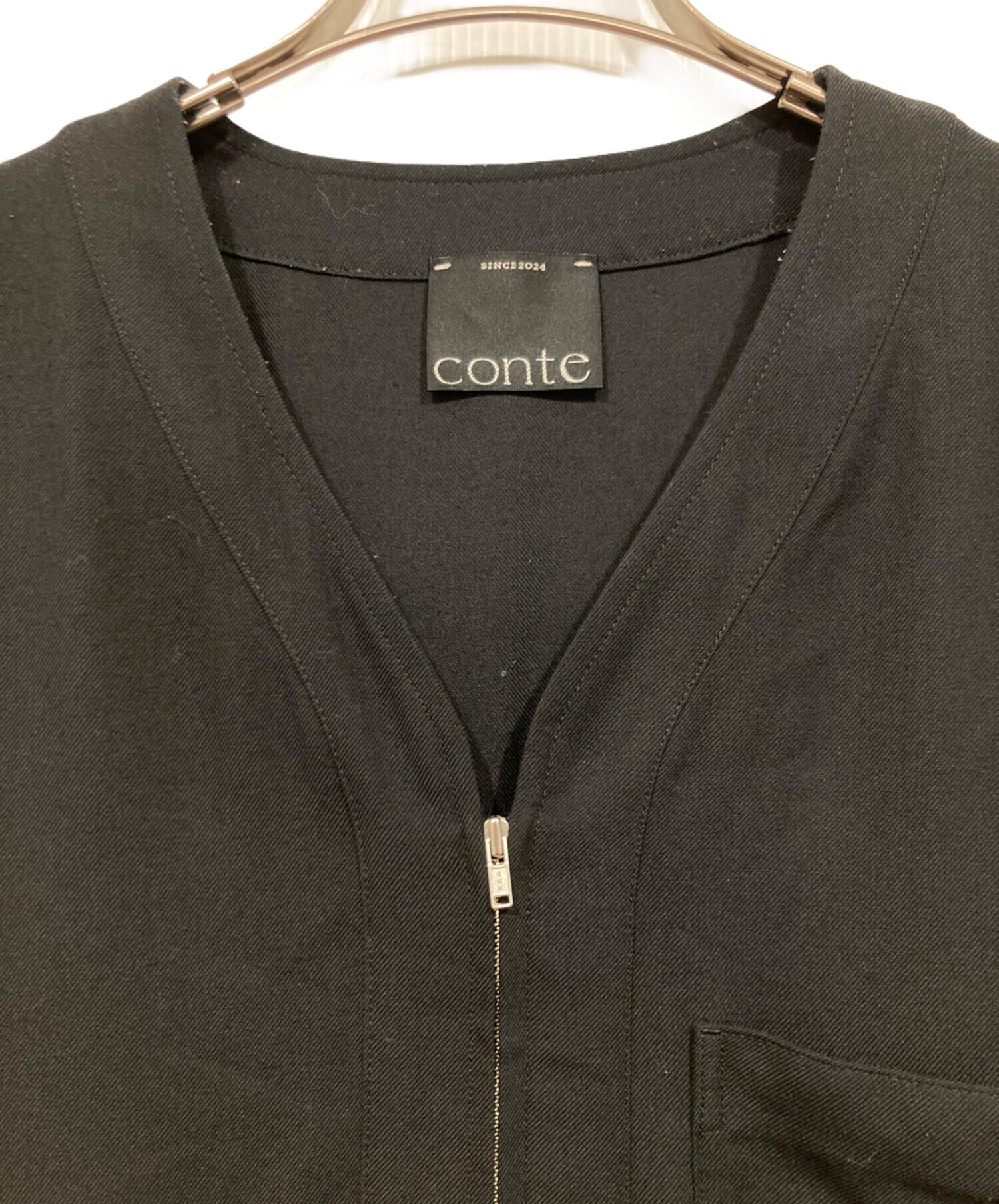 中古・古着通販】conte (コンテ) Vネックオールインワン ブラック