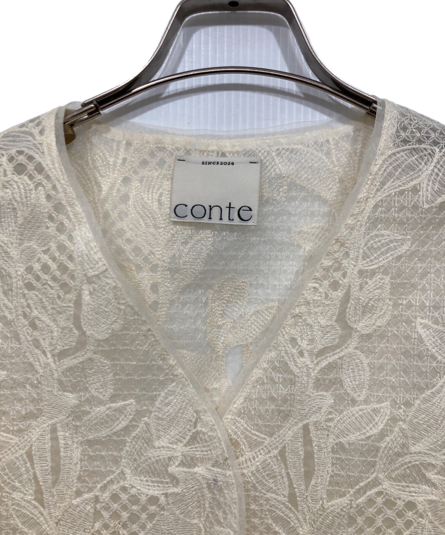 中古・古着通販】conte (コンテ) エンブロイダリーレースベスト