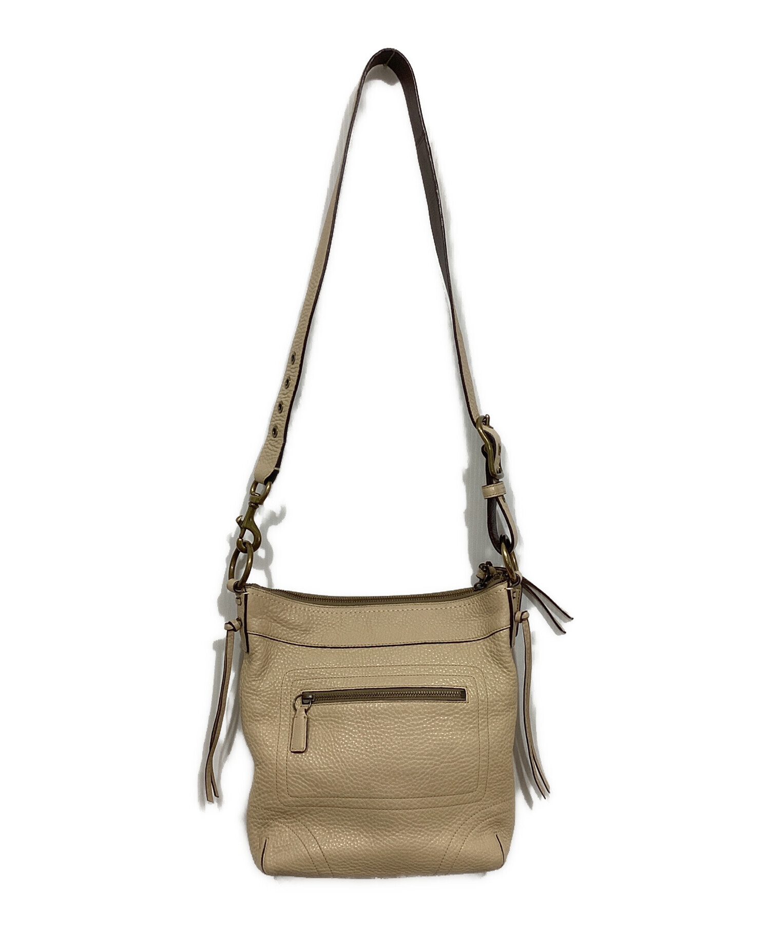 COACH コーチ/PVCレザー ワンショルダーバッグ/Aランク/70【中古】 中古・古着通販】COACH (コーチ) レザーショルダーバッグ ベージュ