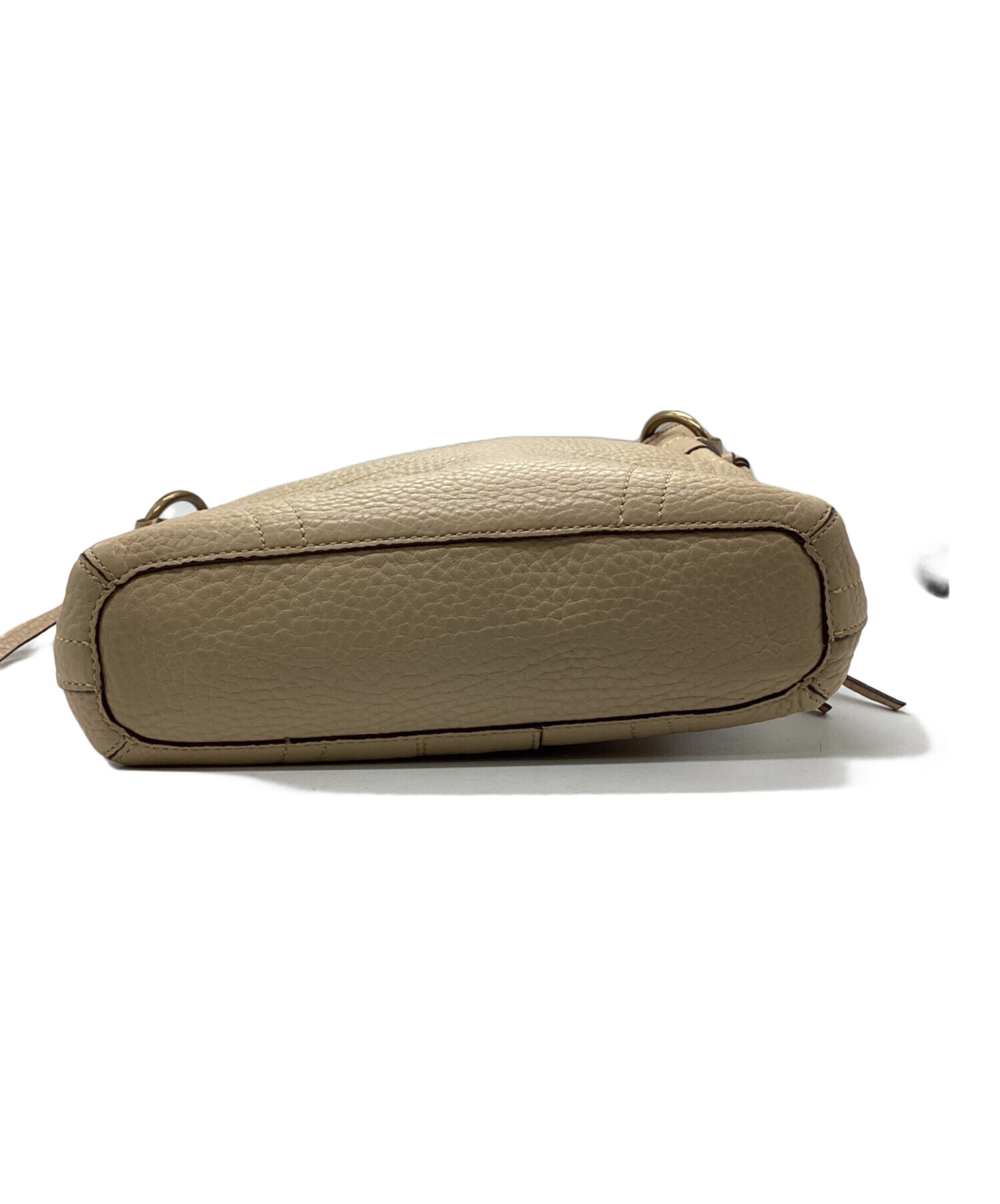 中古・古着通販】COACH (コーチ) レザーショルダーバッグ ベージュ