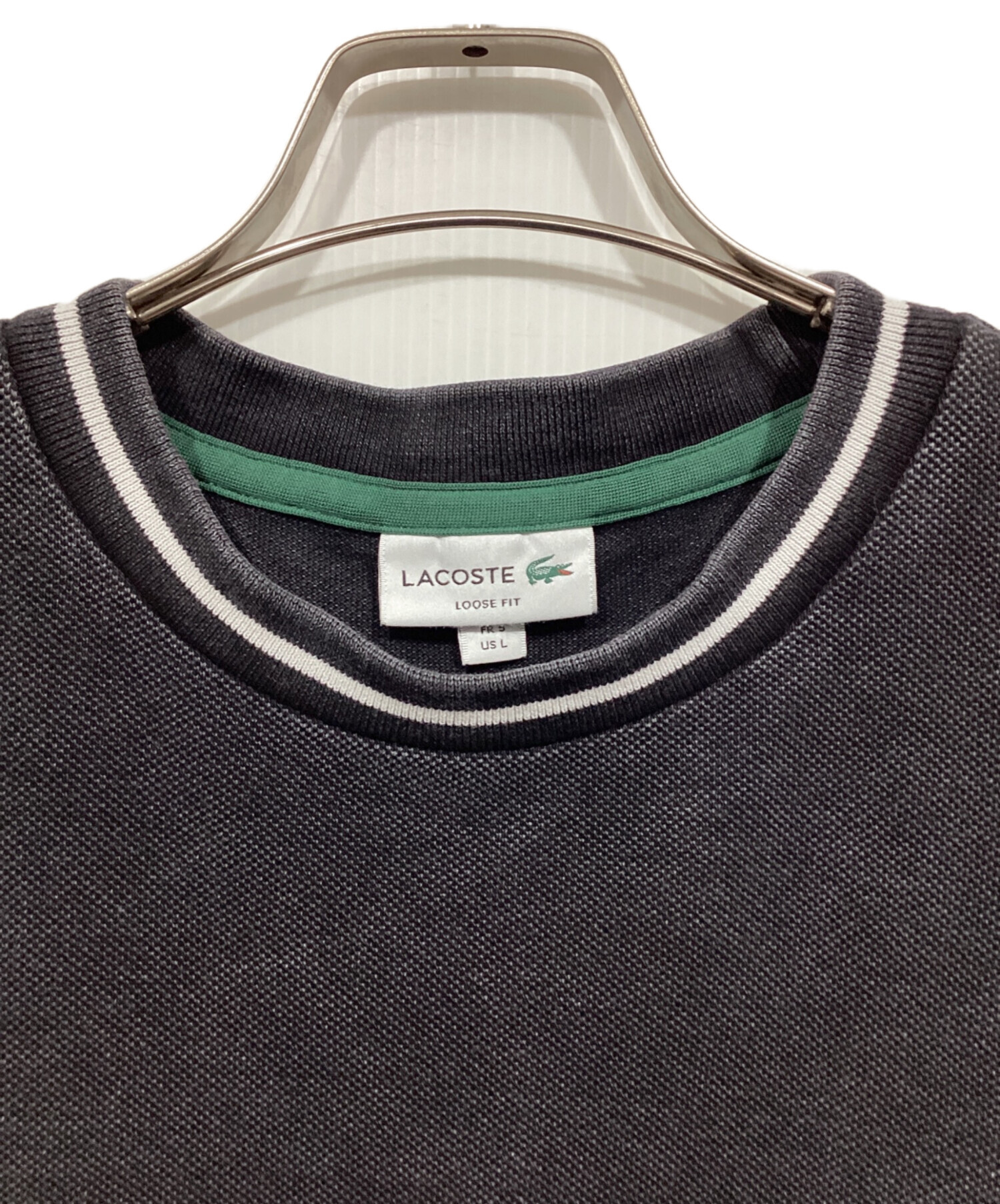 中古・古着通販】LACOSTE (ラコステ) 配色リブニットインディゴTシャツ