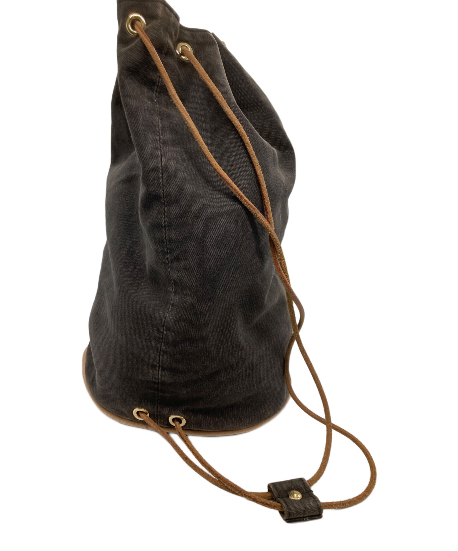 HERMES エルメス 巾着 リュックサック ブラウン 中古・古着通販】HERMES (エルメス) 巾着キャンバスバッグ/ ポロション