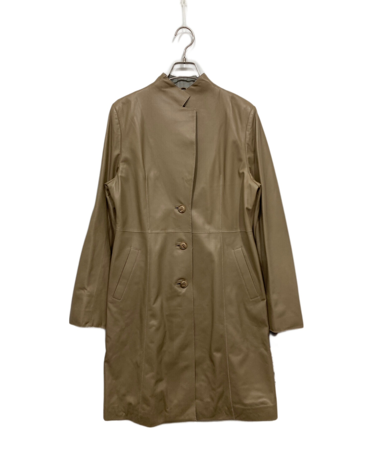 中古・古着通販】BALMAIN (バルマン) ラムレザーコート ベージュ