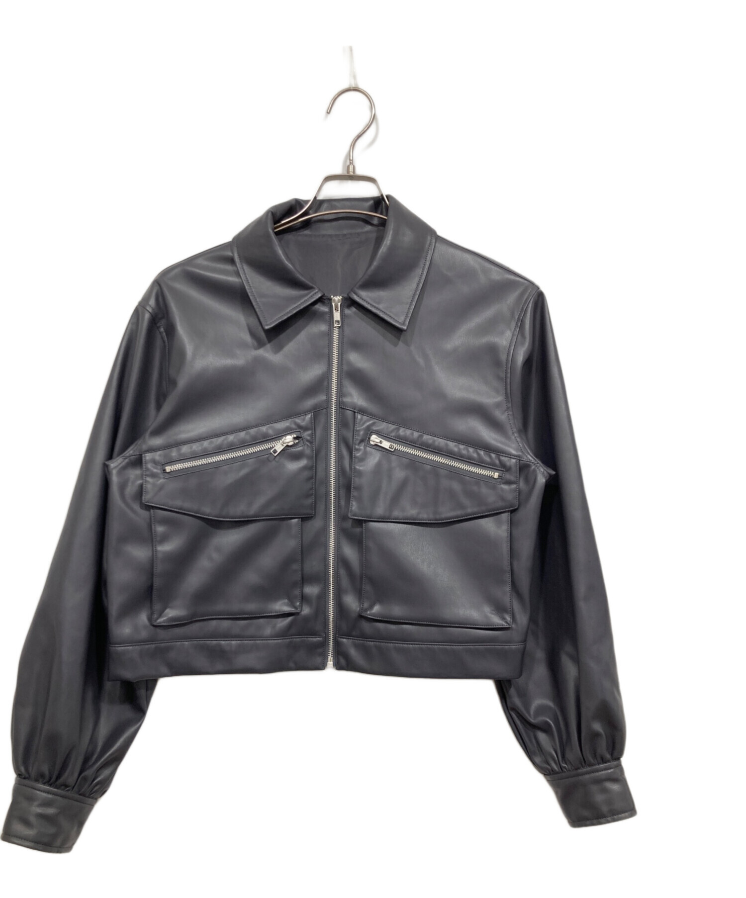 中古・古着通販】HARE (ハレ) フェイクレザージャケット グレー サイズ