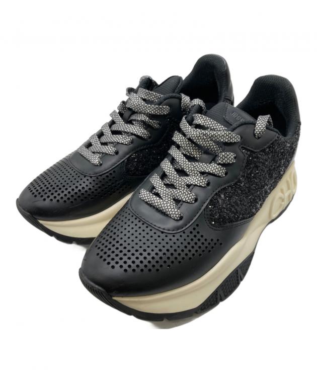 JIMMY CHOO グリッタースニーカー 37.5 黒 ラメ 中古・古着通販】JIMMY CHOO (ジミーチュウ) 厚底グリッタースニーカー