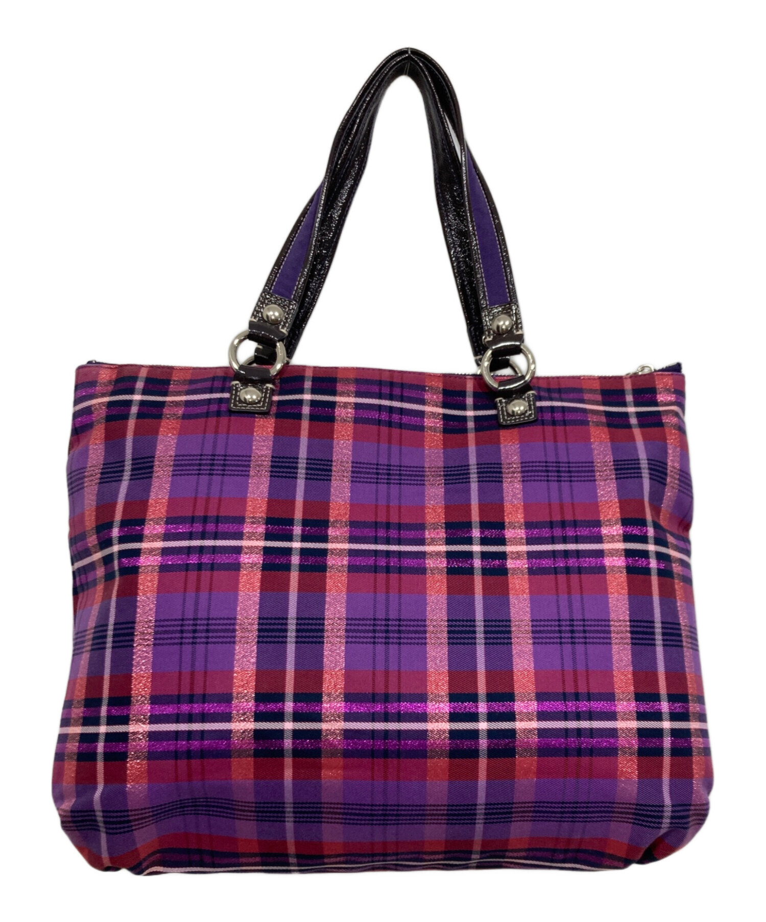 中古・古着通販】COACH (コーチ) ポピーチェックトートバッグ パープル