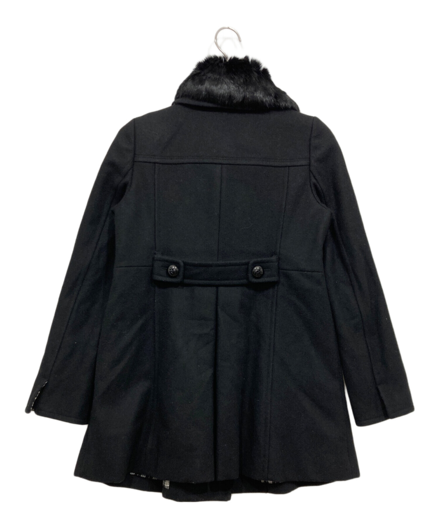 バーバリーブルーレーベル ファー付Pコート 黒 38 中古・古着通販】BURBERRY BLUE LABEL (バーバリー ブルー レーベル