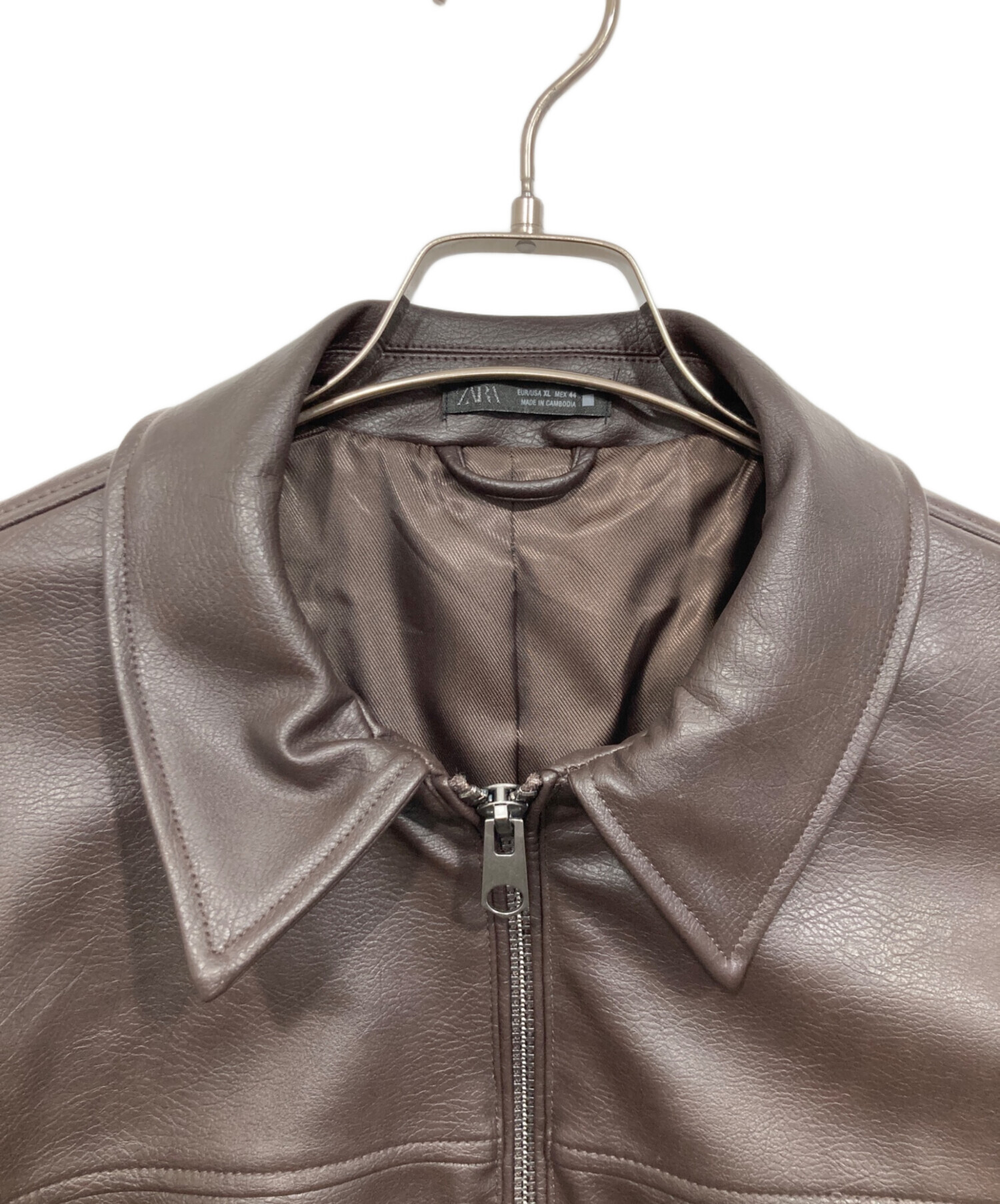 中古・古着通販】ZARA (ザラ) フェイクレザージャケット ブラウン