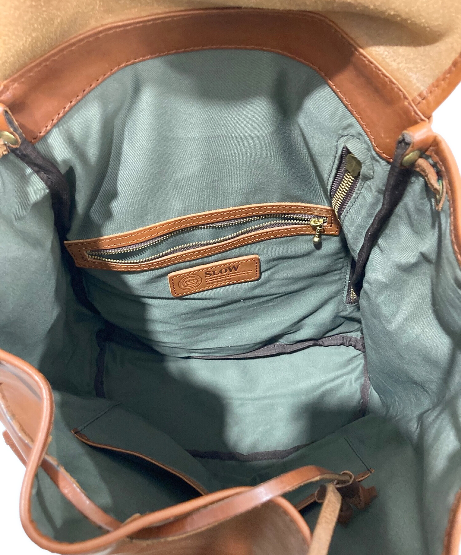 中古・古着通販】SLOW (スロウ) DOUBLE OIL RUCKSACK ブラウン