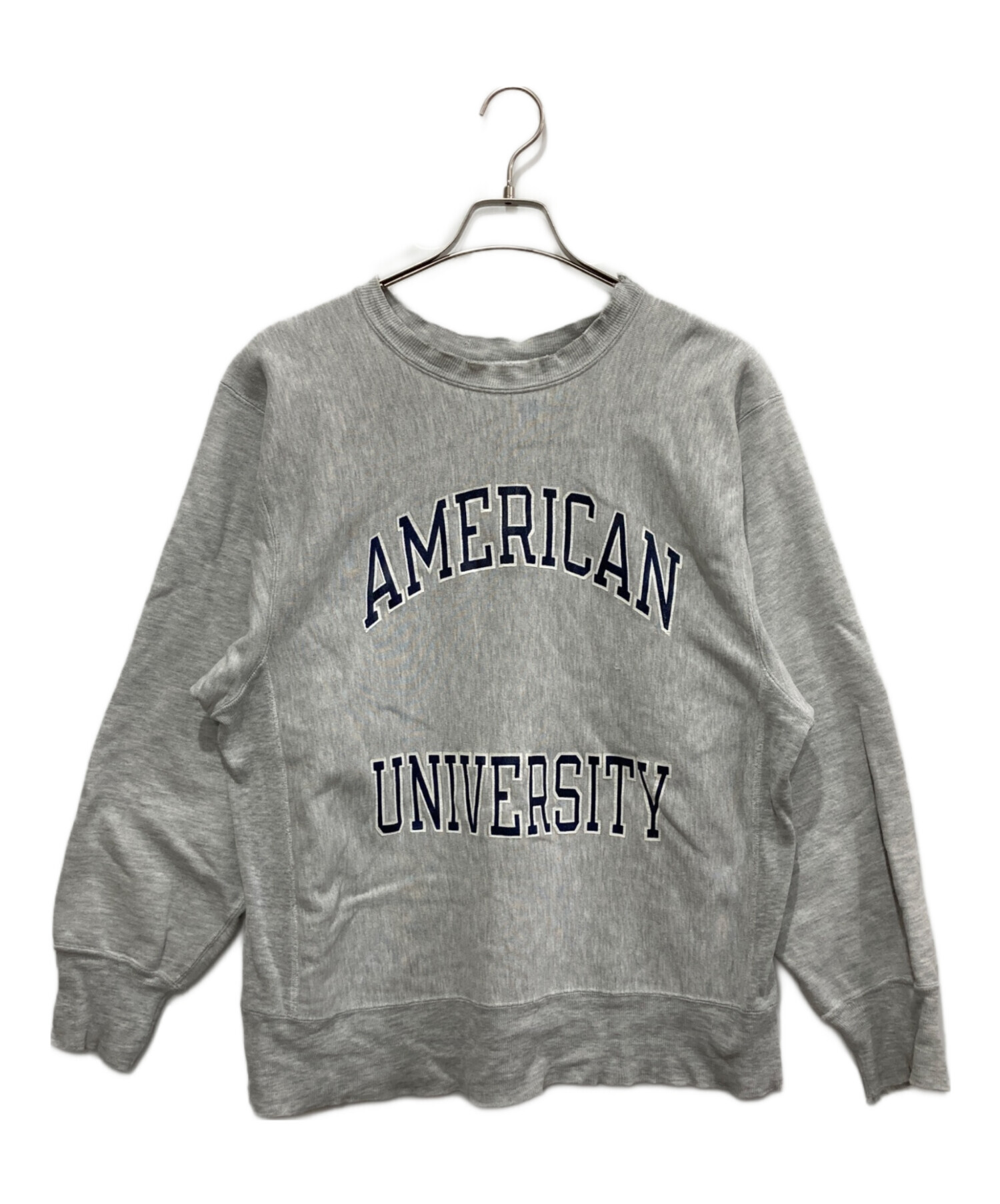 チャンピオン L グレー トレーナー プリント 古着 90s 長袖 スウェット 中古古着 champion プリント スウェット トレーナー