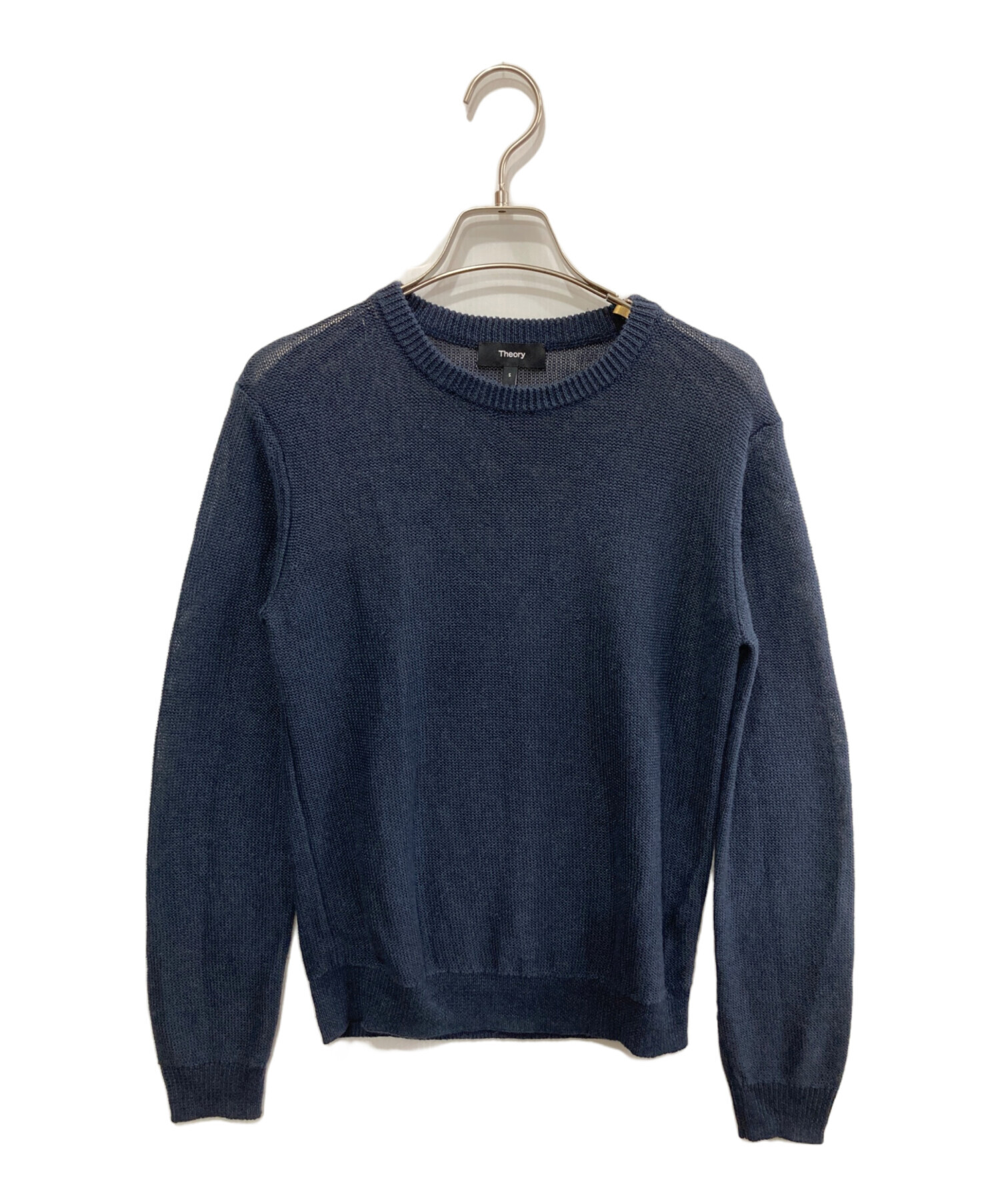 Theory - 【現行美品】セオリー　エルボーパッチクルーネックプルオーバー　Sサイズ　ネイビー 中古・古着通販】theory (セオリー) エルボーパッチクルーネックプル