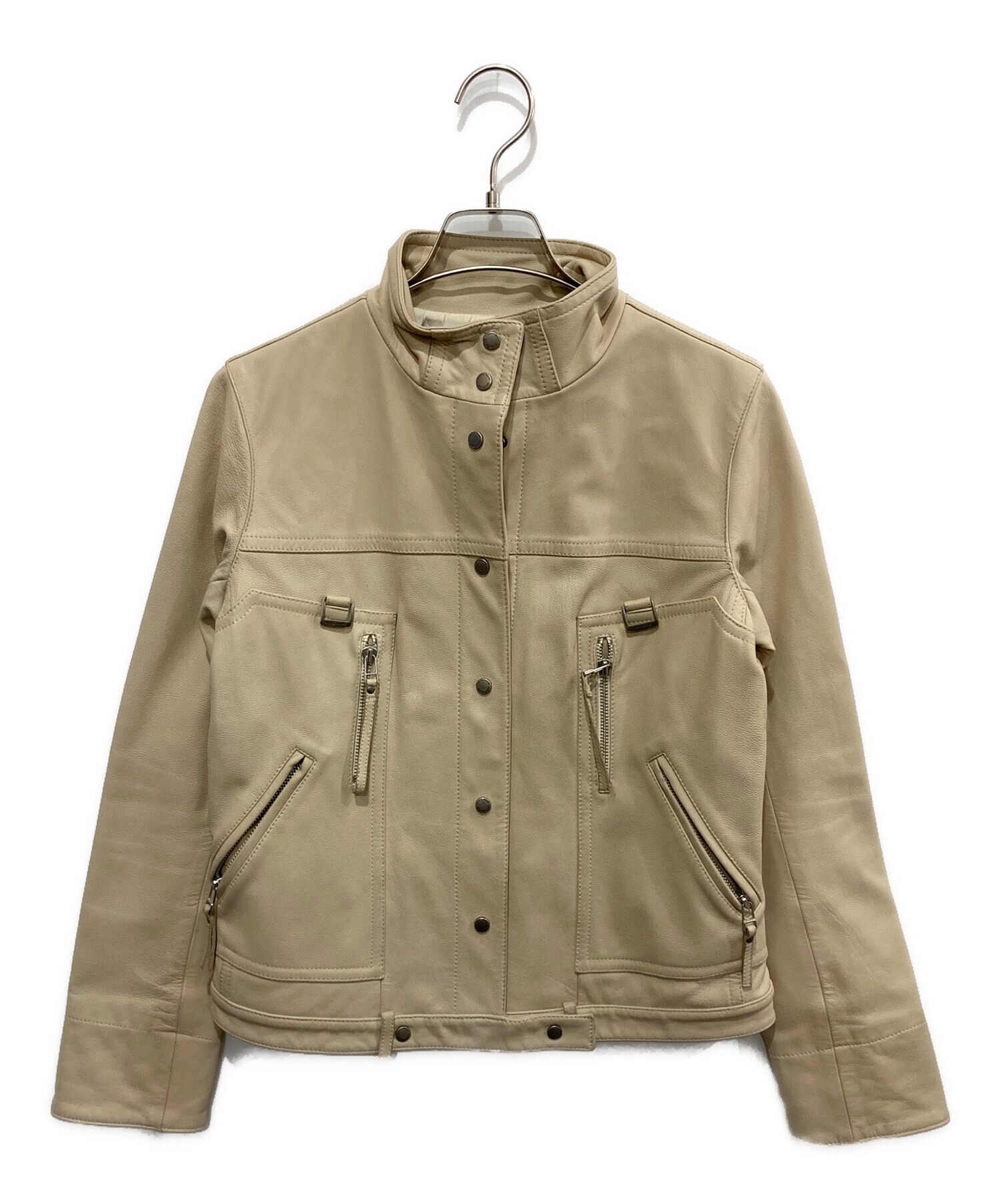 バーバリーブルーレーベル レザージャケット レザー 山羊革 ベージュ 38 中古・古着通販】BURBERRY BLUE LABEL (バーバリーブルーレーベル