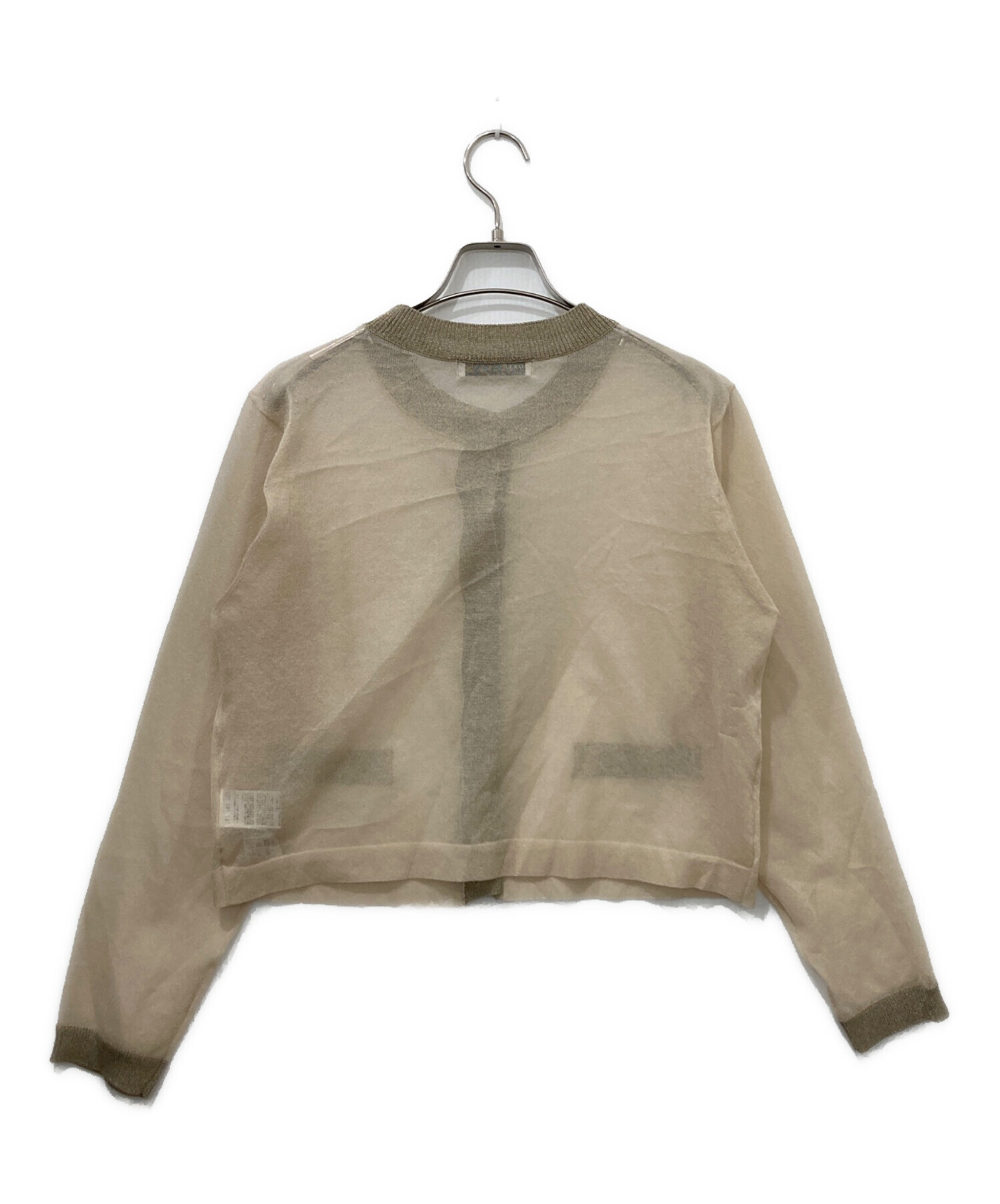 NOBLE ラメトリミングシアークルーショートカーディガン