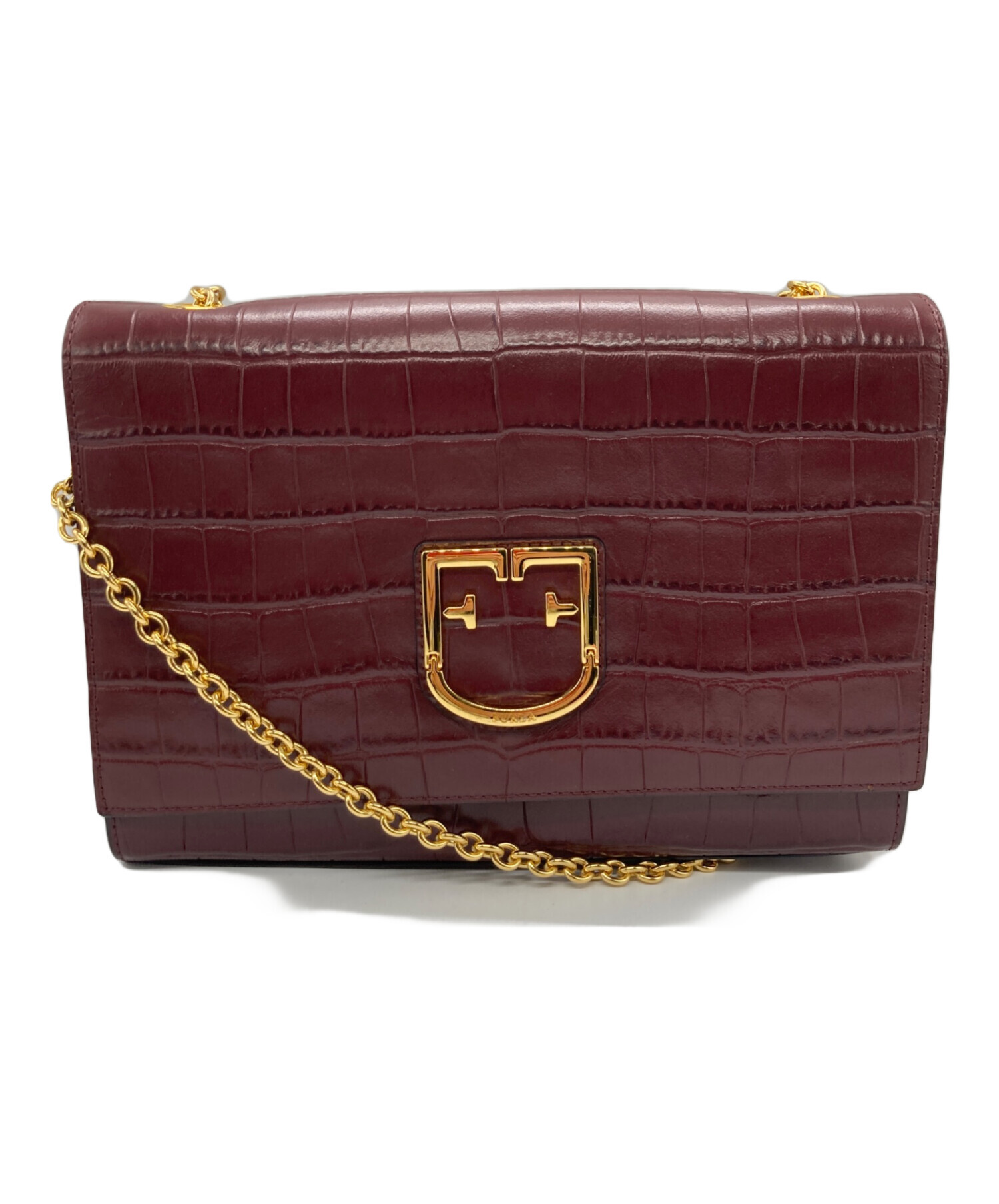 中古・古着通販】FURLA (フルラ) チェーンストラップクロコ型押し 