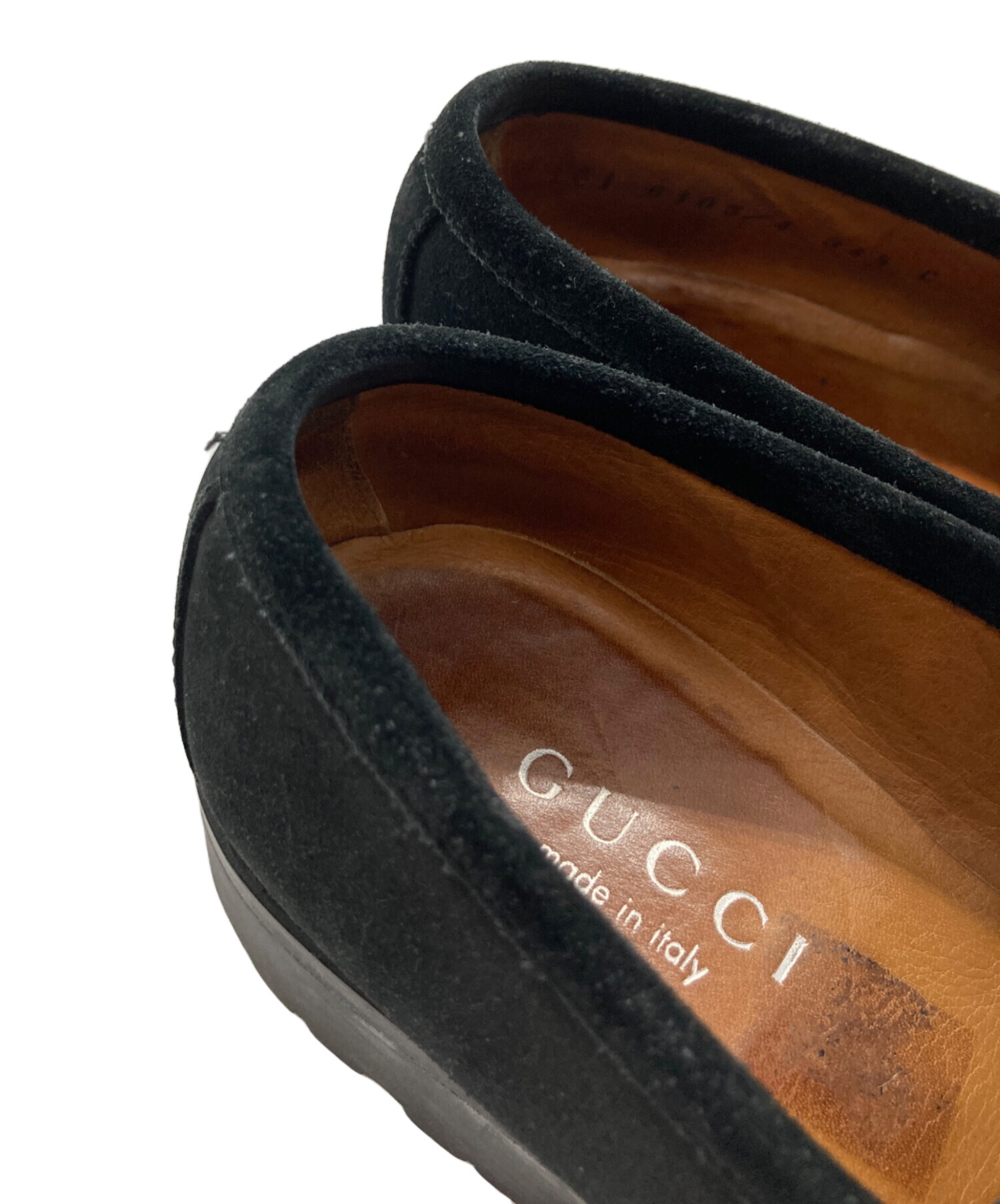 中古・古着通販】GUCCI (グッチ) スウェードビットローファー ブラック 