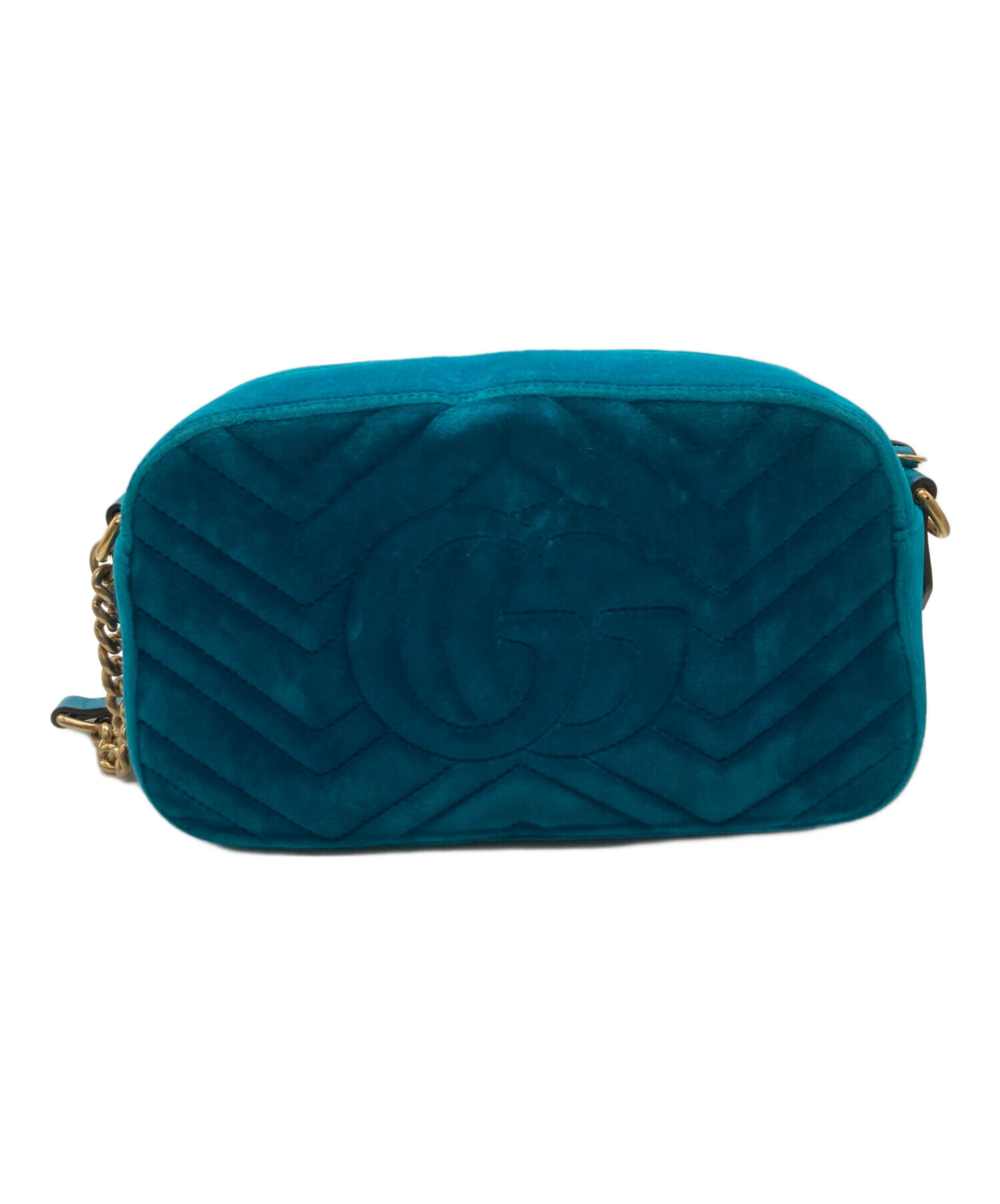 中古・古着通販】GUCCI (グッチ) ベロアショルダーバッグ ターコイズ