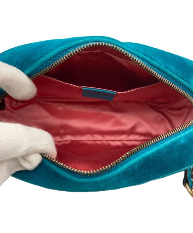 中古・古着通販】GUCCI (グッチ) ベロアショルダーバッグ ターコイズ
