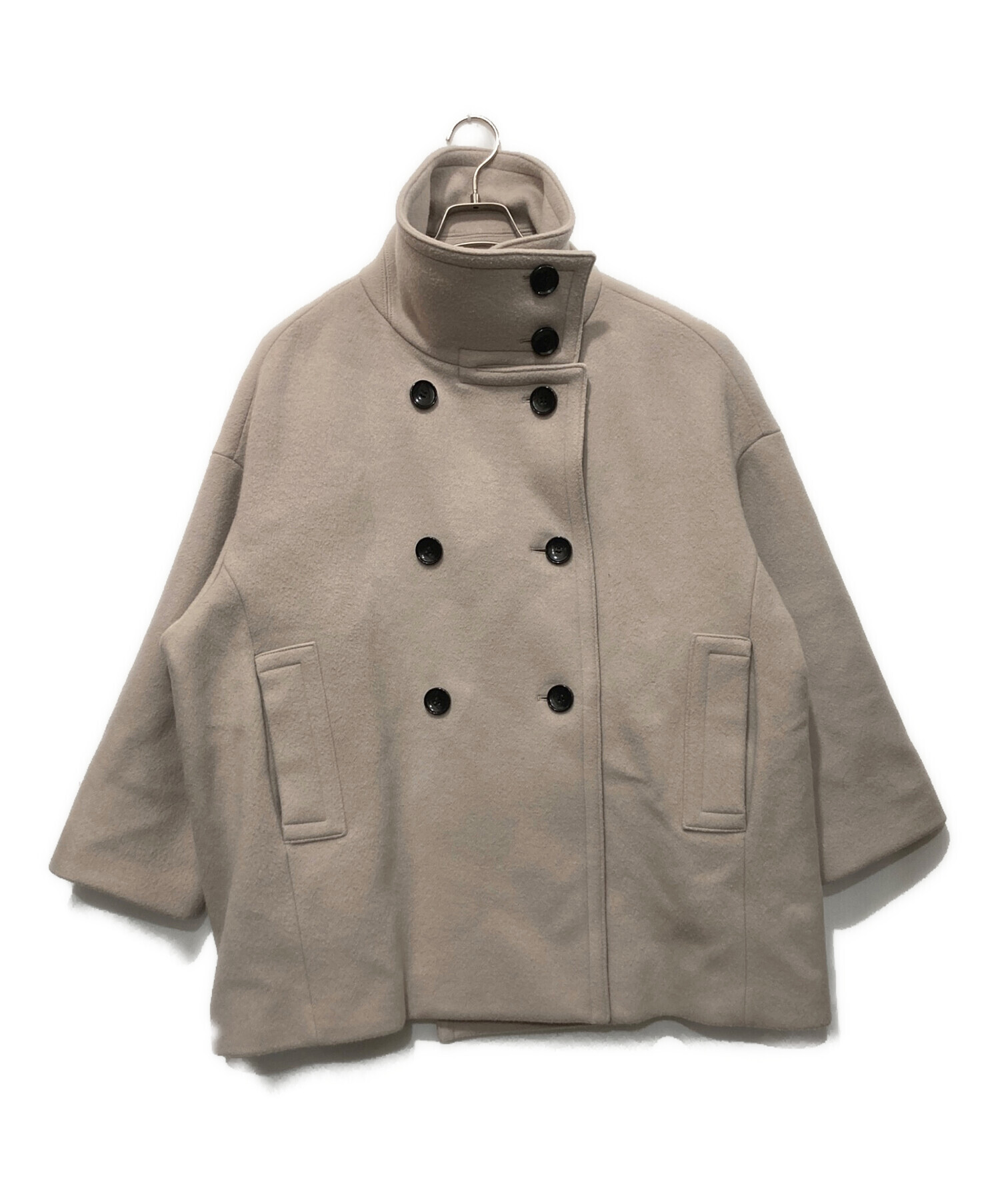 noble スタンドカラーオーバーコートベージュ