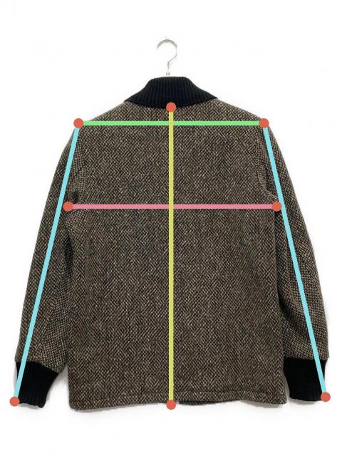 schott ウールリブジャケット 中古・古着通販】Schott (ショット) ウールリブジャケット グレー