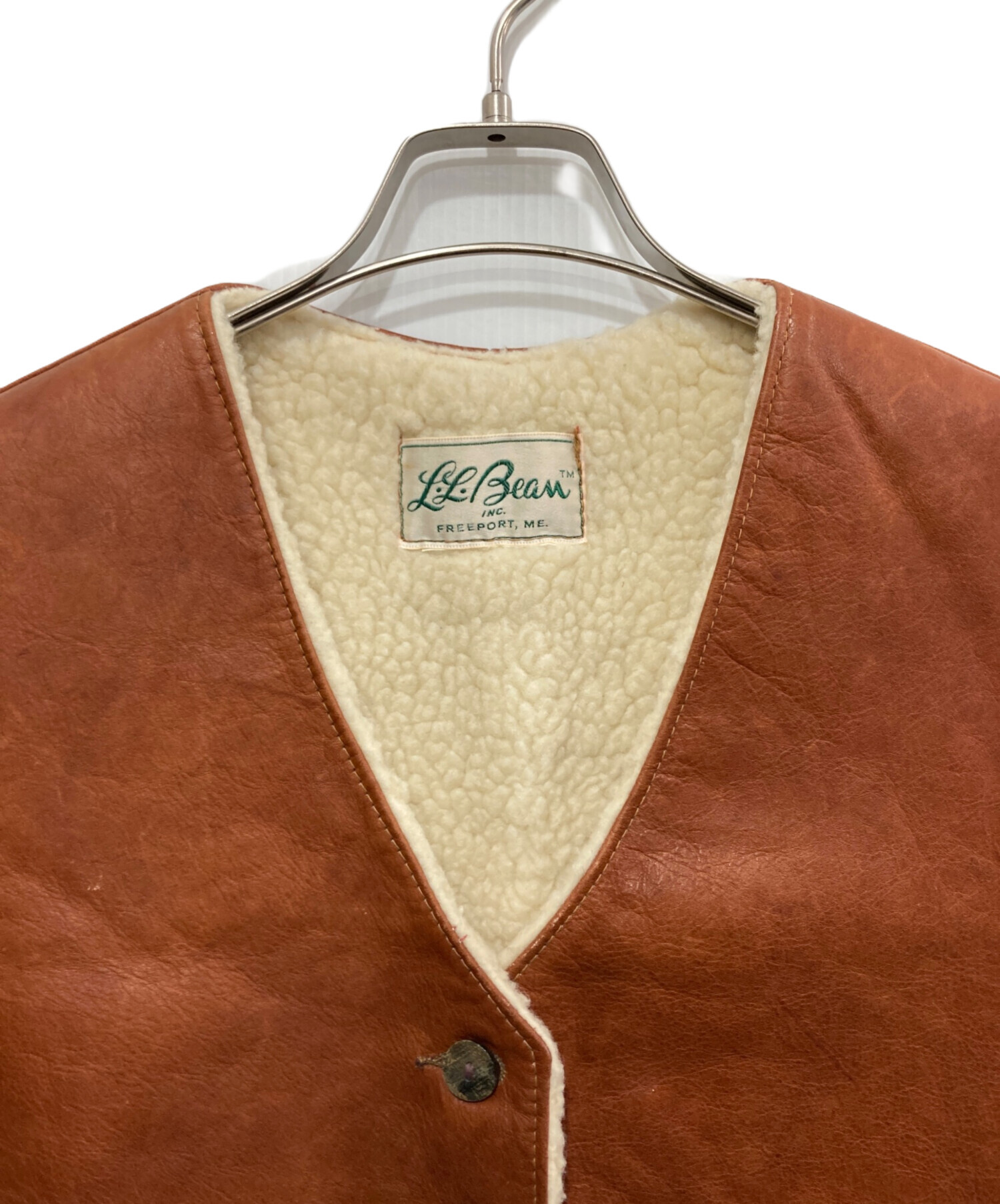 中古・古着通販】L.L.Bean (エルエルビーン) 裏ボアレザーベスト 