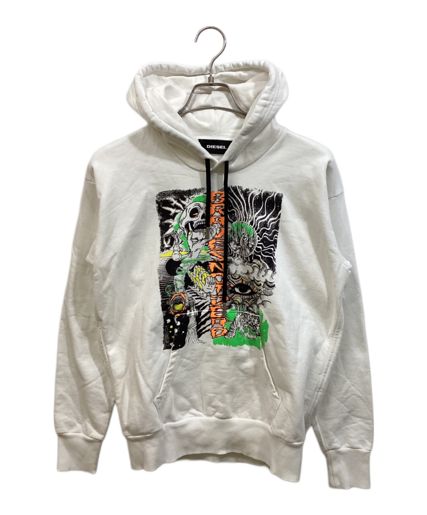 中古・古着通販】DIESEL (ディーゼル) プルオーバーパーカー ホワイト 