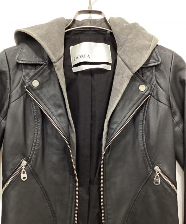 中古・古着通販】DOMA (ドマ) フード付レザーライダースジャケット