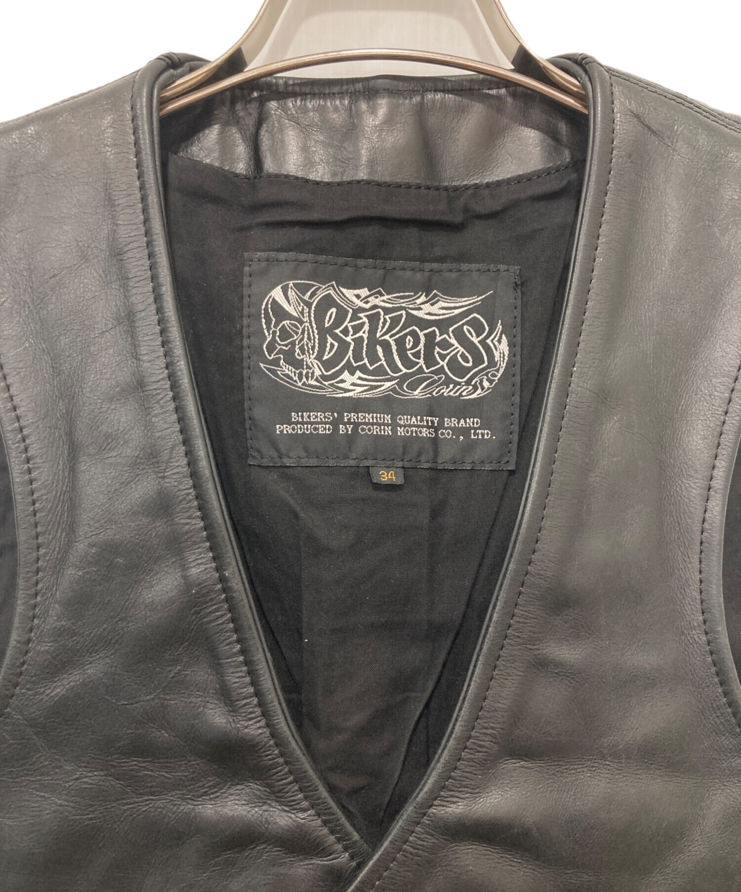 中古・古着通販】BIKERS (バイカーズ) レザーベスト ブラック サイズ