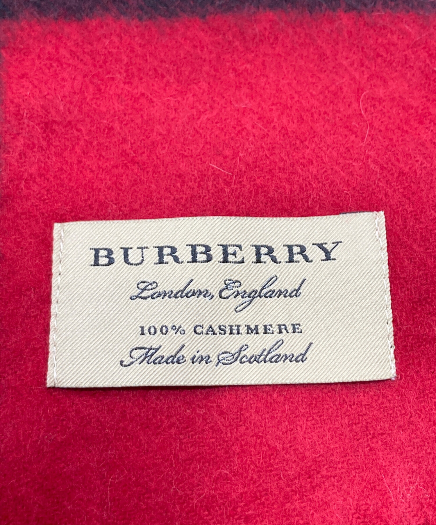 【お値下げ致しました】BURBERRY カシミヤ マフラー ワインレッド 中古・古着通販】BURBERRY (バーバリー) カシミヤマフラー レッド