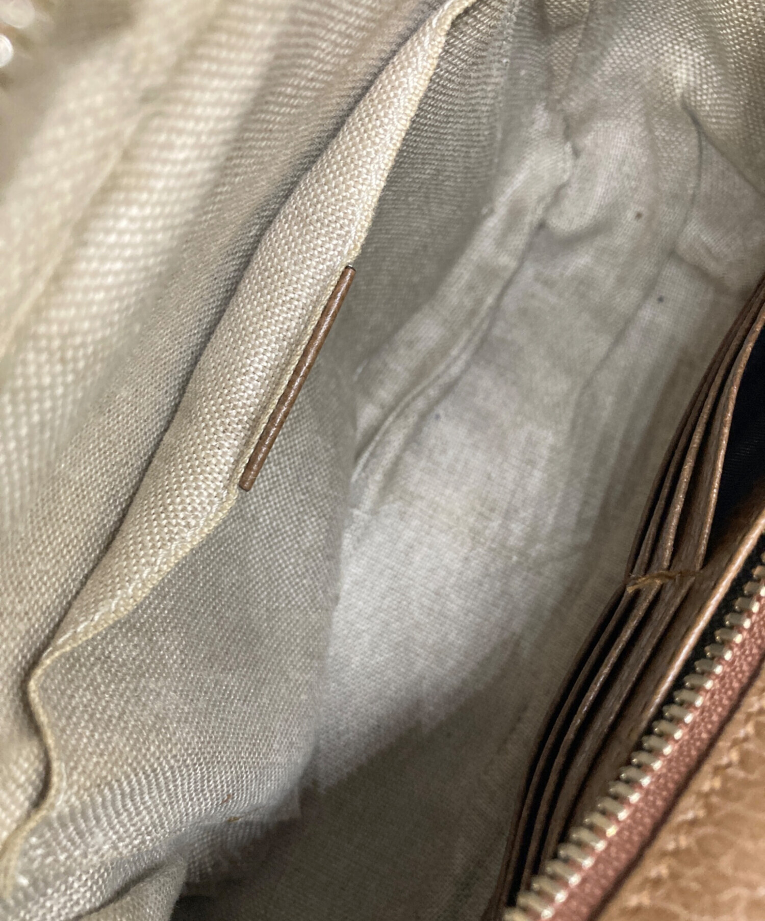 グッチ　ショルダーバッグ ベージュ ブラウン GGキャンバス レザー 未使用級 中古・古着通販】GUCCI (グッチ) ショルダーバッグ/GGキャンバス