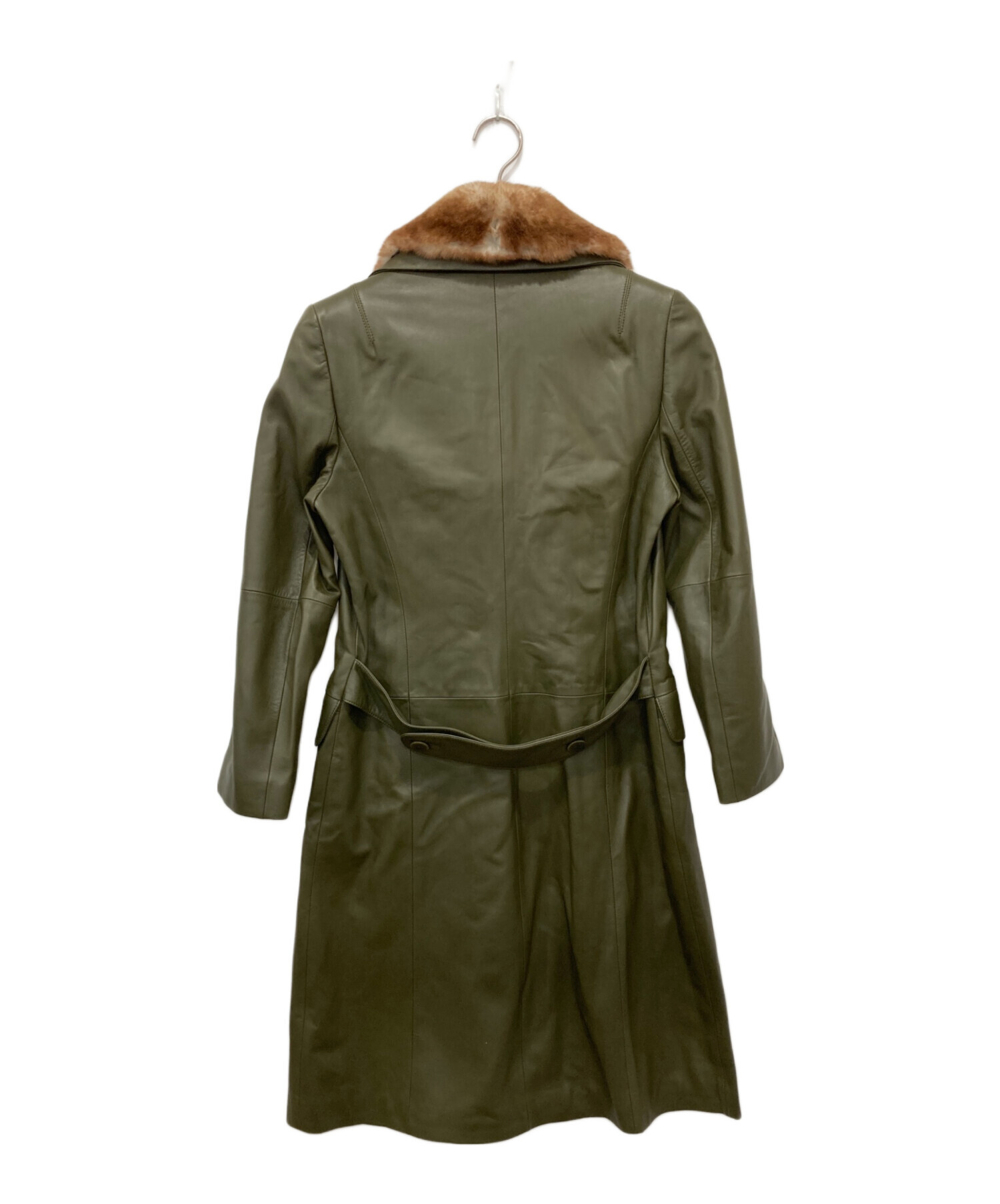 中古・古着通販】LOEWE (ロエベ) ラムレザーコート グリーン サイズ:40
