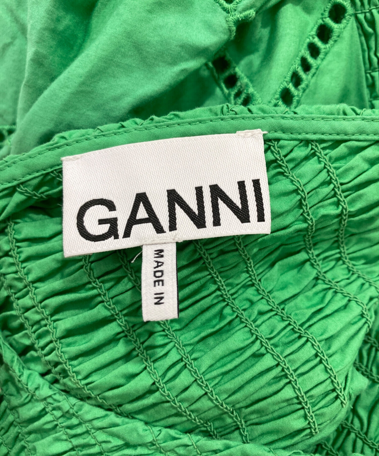 中古・古着通販】GANNI (ガニー) maxi smock dress グリーン サイズ:36