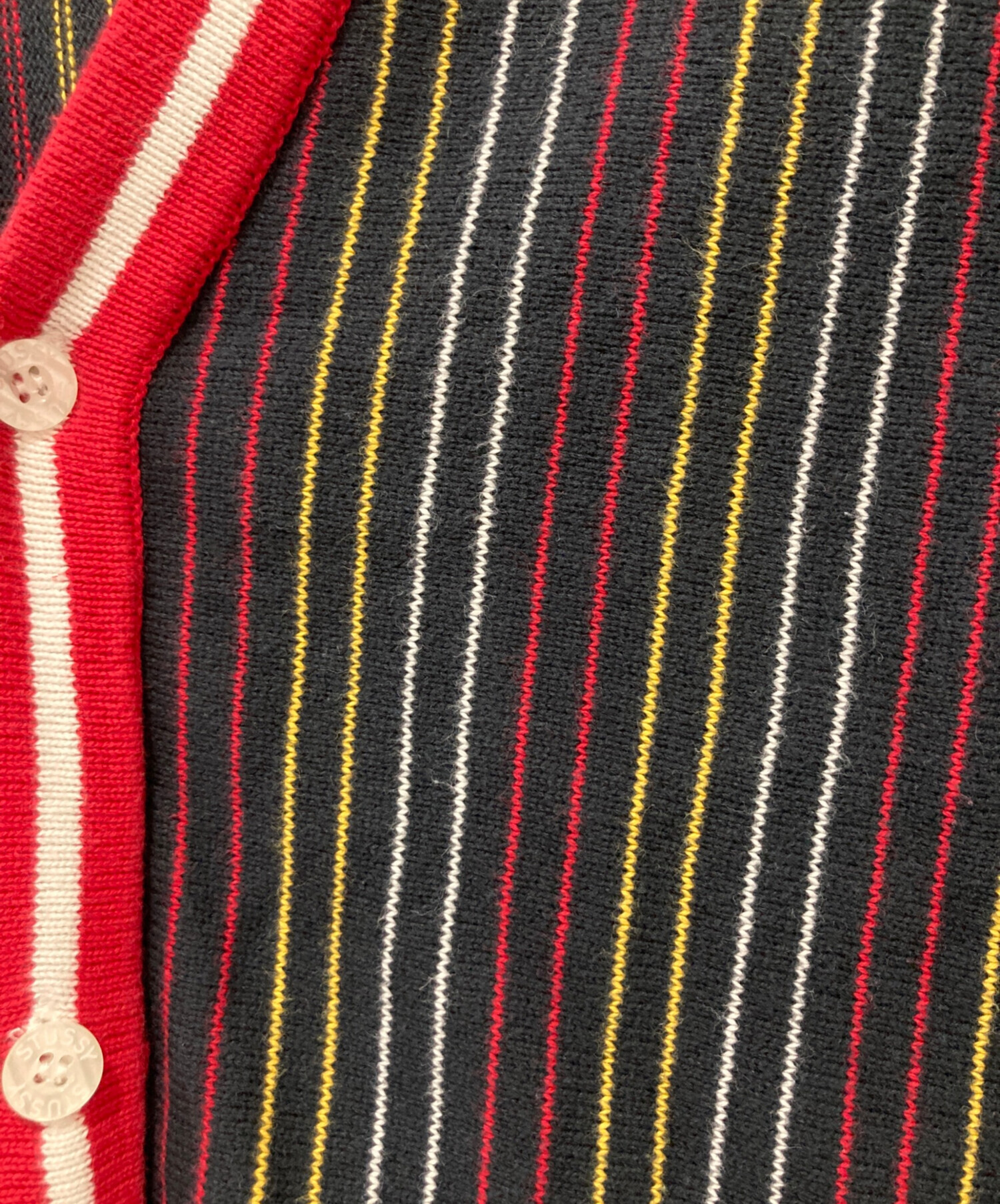 【人気ストライプ】stussy カーディガン古着 ロゴ刺繍マルチカラーサイズL. 中古・古着通販】stussy (ステューシー) マルチストライプカーディガン