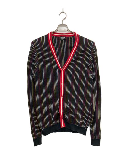 【人気ストライプ】stussy カーディガン古着 ロゴ刺繍マルチカラーサイズL. 3083001110159315_01_9930w.jpeg