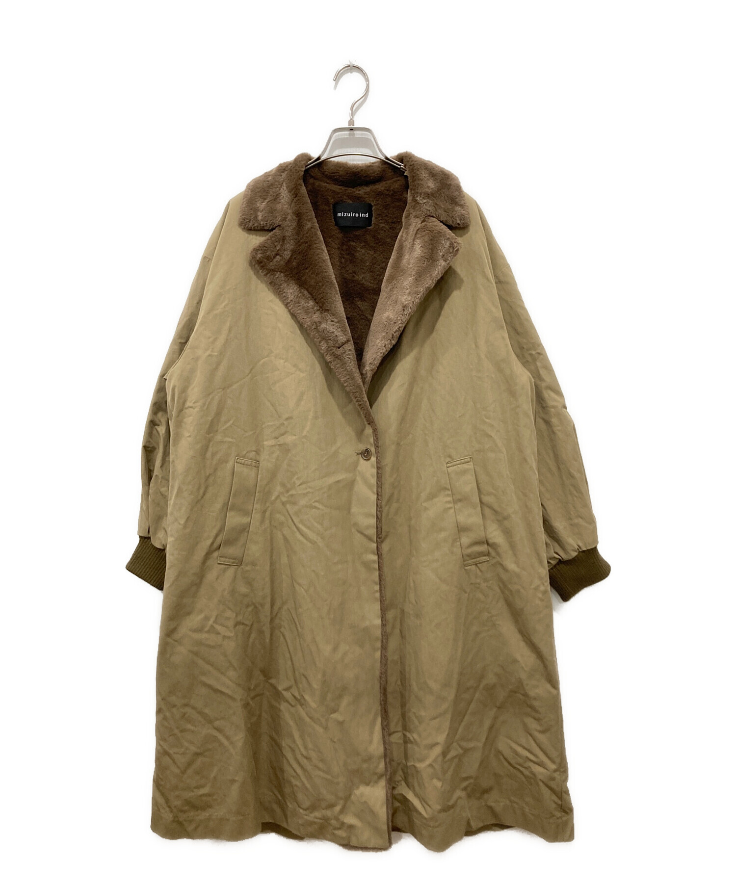 美品 ミズイロインド バックボアコート ベージュ 中古・古着通販】mizuiro-ind (ミズイロインド) バックボアコート