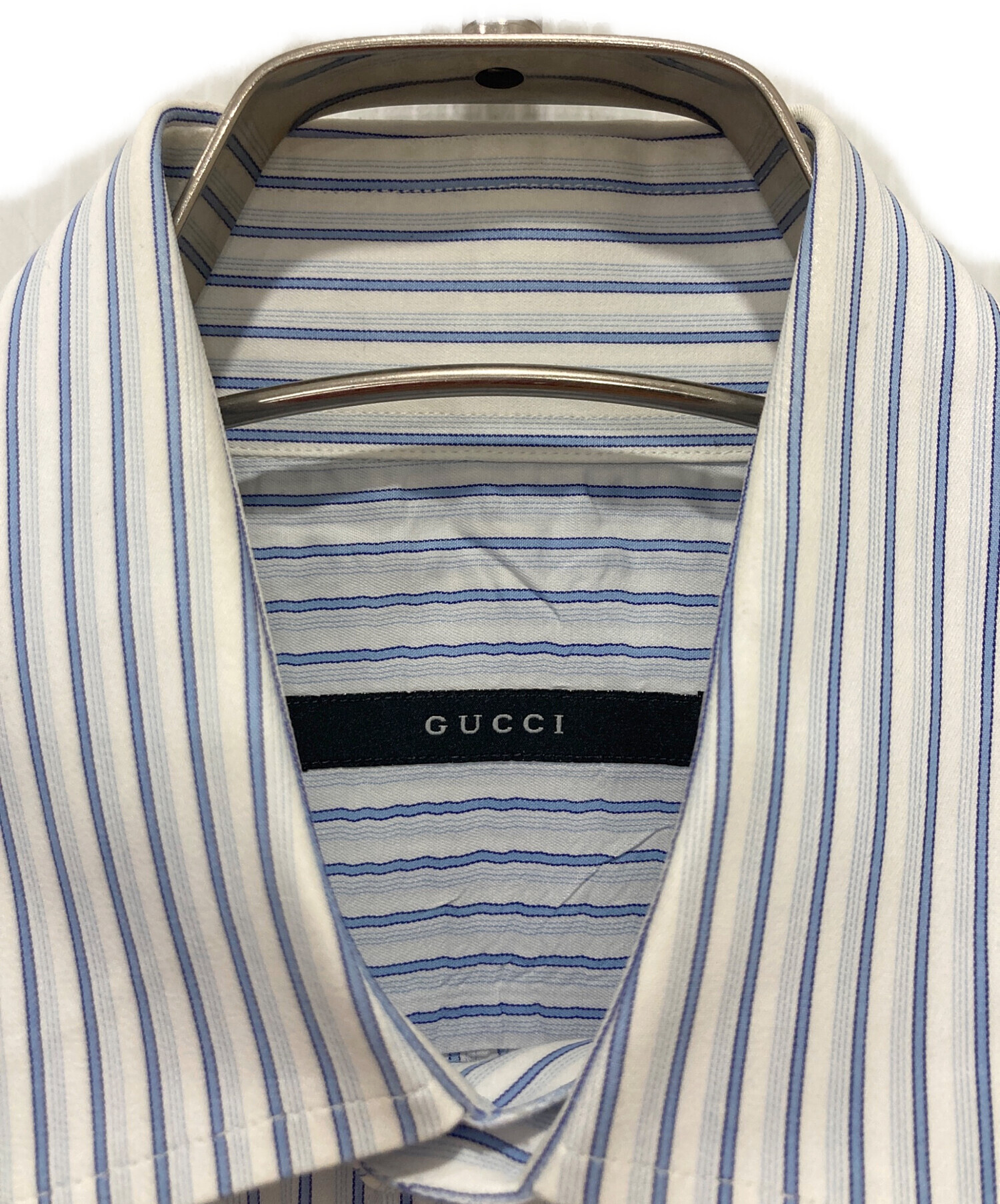 中古・古着通販】GUCCI (グッチ) ストライプシャツ ブルー サイズ:38