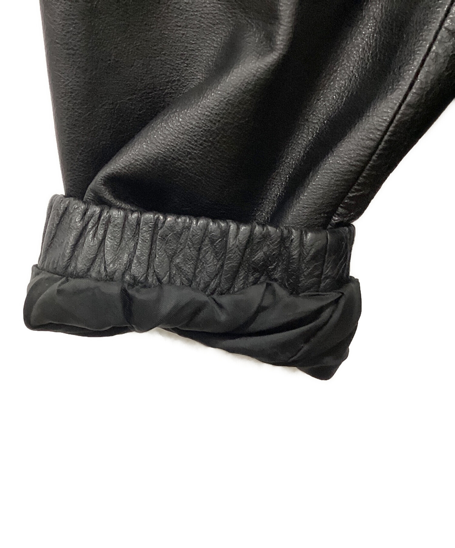 【裏地総柄❗️】90s 短丈　レザージャケット　ボックス　ブラック　L ディーゼル レザージャケット シングル レザーパッチ メンズ XL