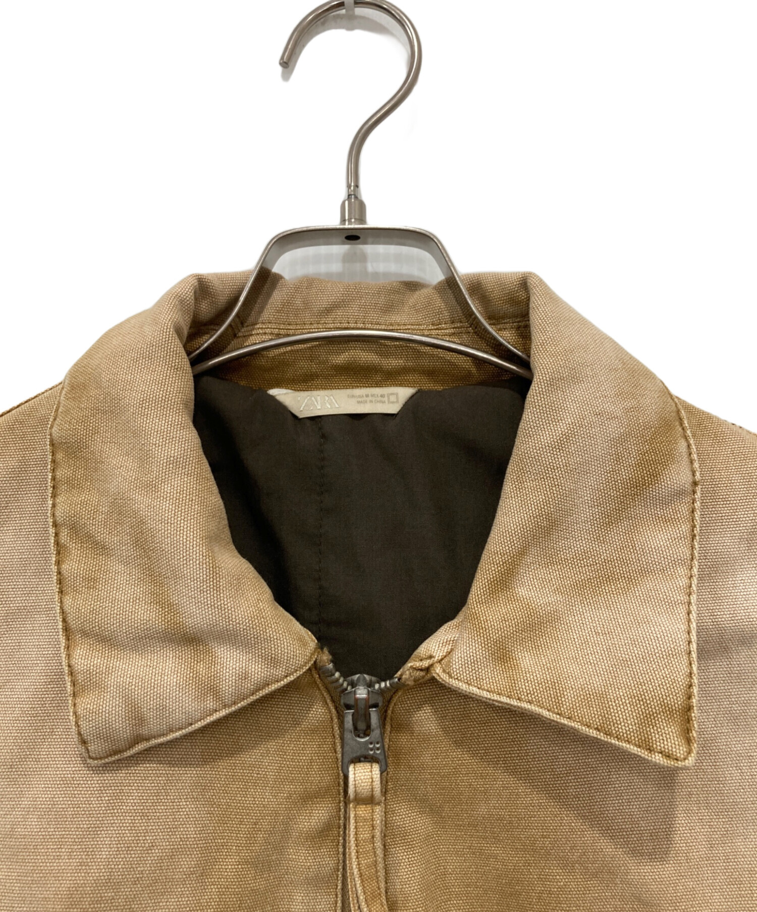 中古・古着通販】ZARA (ザラ) ダメージ加工ダックジャケット ベージュ 