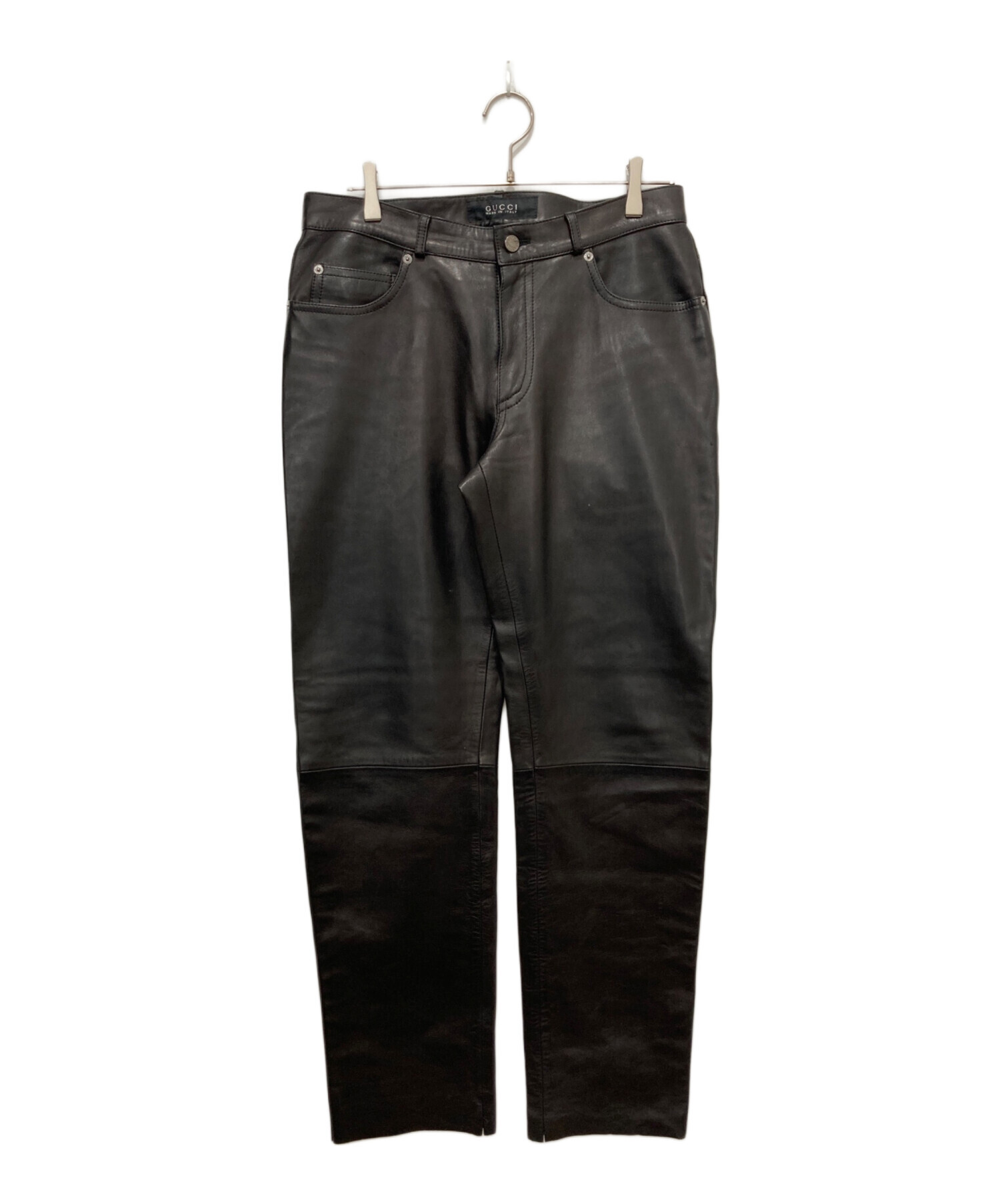 中古・古着通販】GUCCI (グッチ) レザーパンツ ブラック サイズ:50
