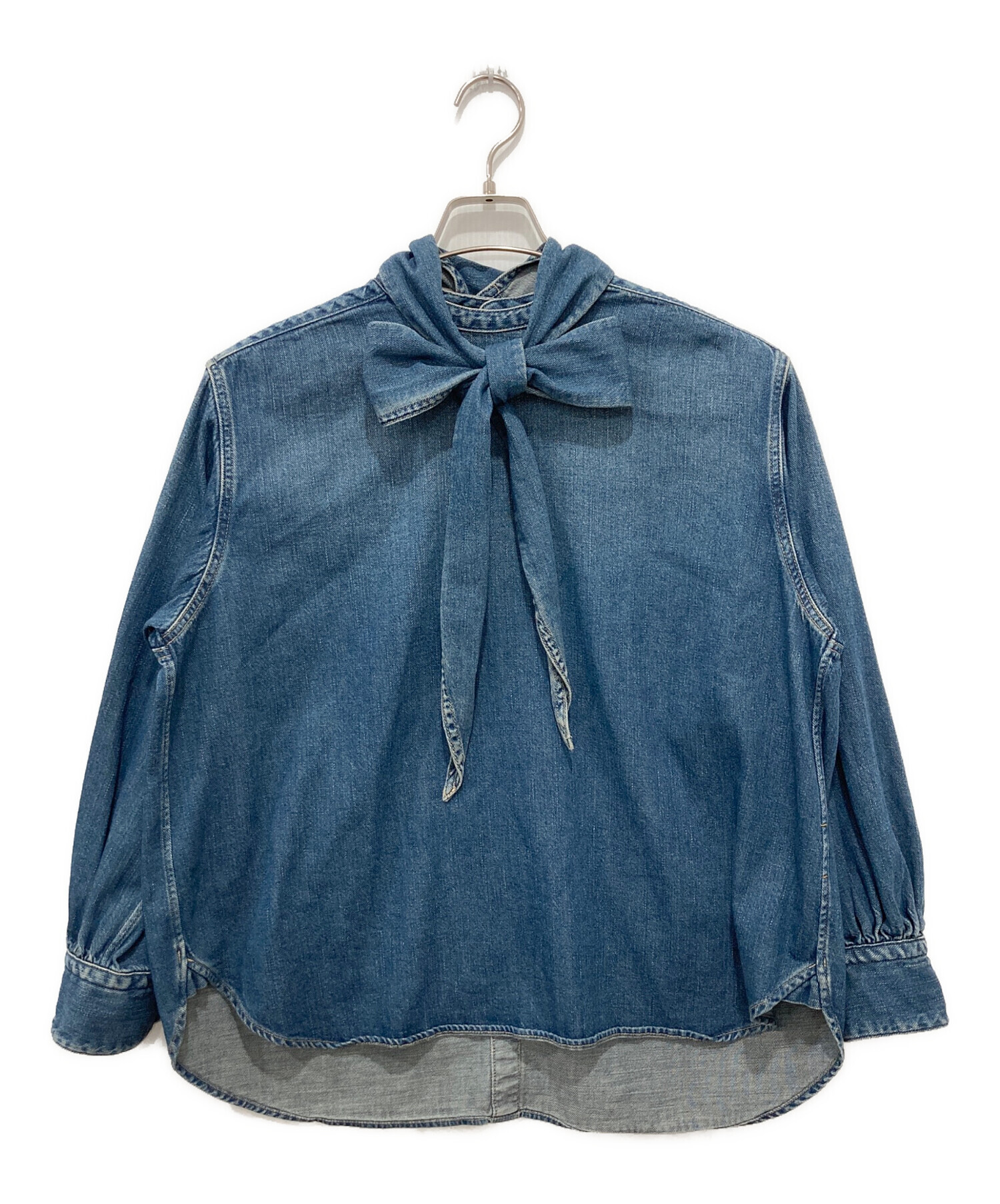 45R フォーティーファイブアール ブラウス 2(M位) 青x白(総柄) 【古着】【中古】 中古・古着通販】45R (フォーティファイブ・アール) ストライププル