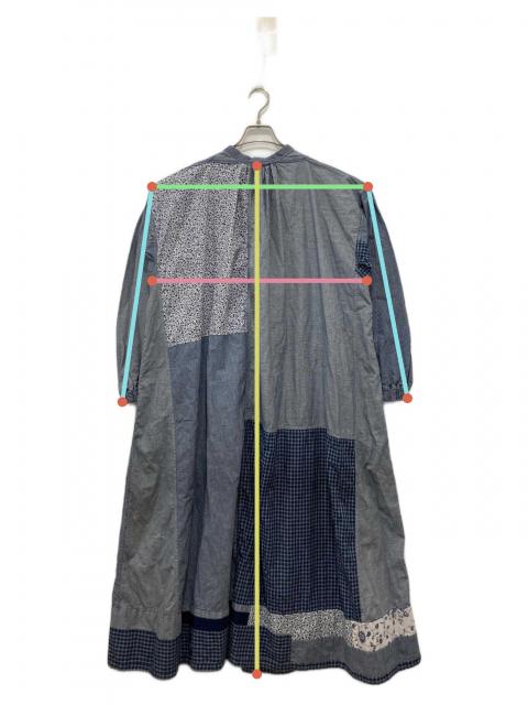 45R☆インディゴパッチワークのスモックドレス