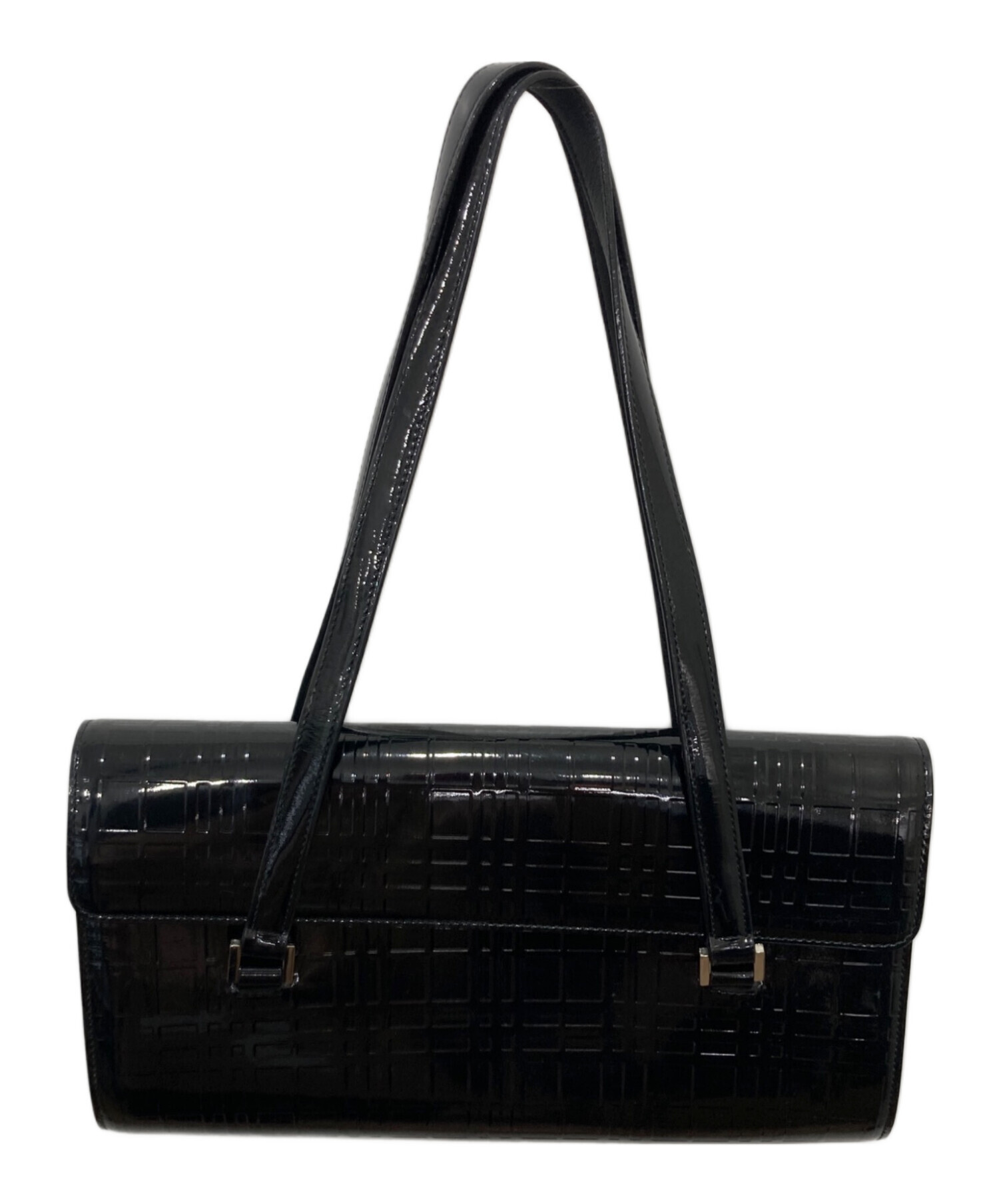 中古・古着通販】BURBERRY (バーバリー) チェック型押しエナメルバッグ 