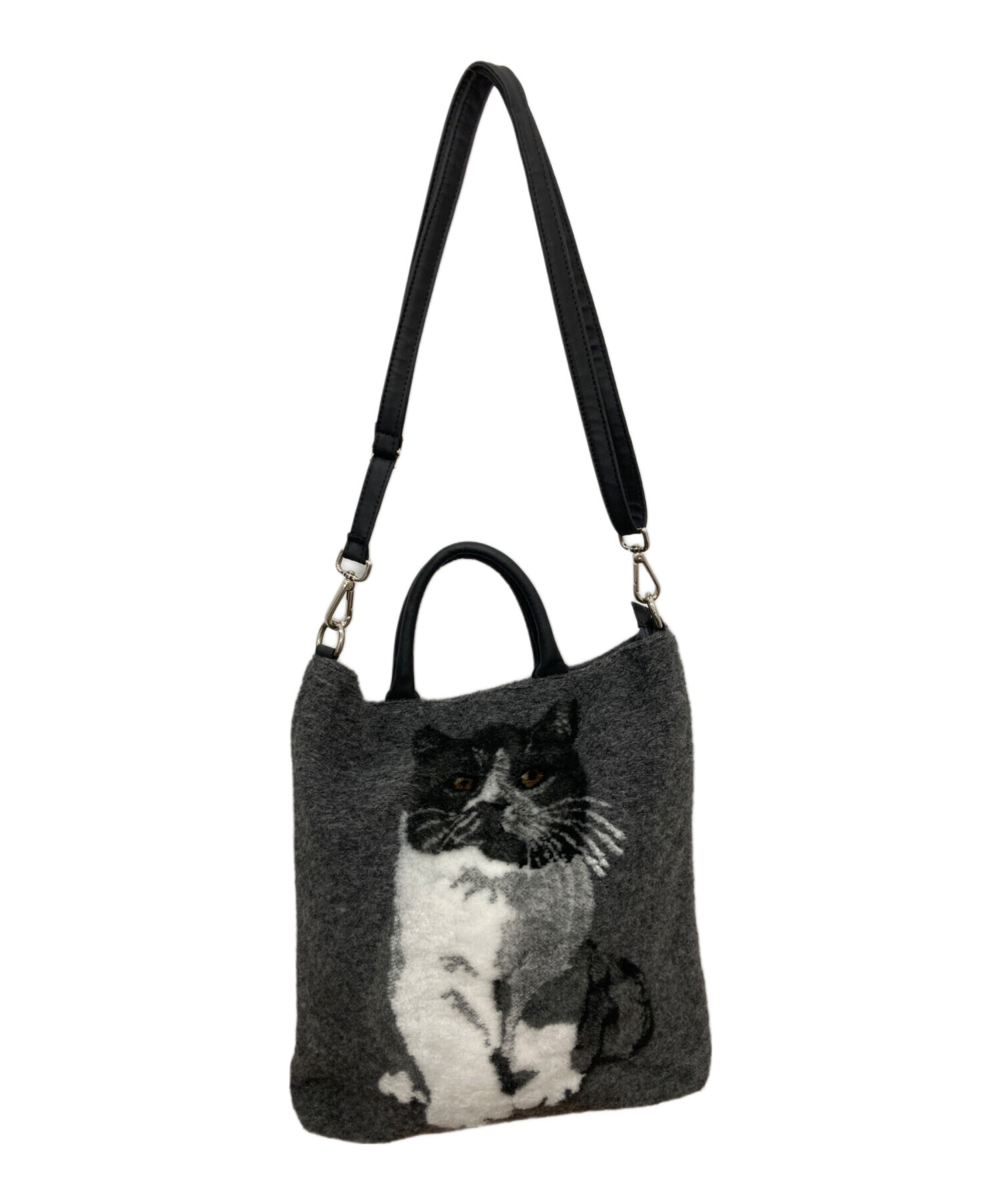 中古・古着通販】Teresa Cambi (テレサカンビ) 猫柄2WAYバッグ グレー