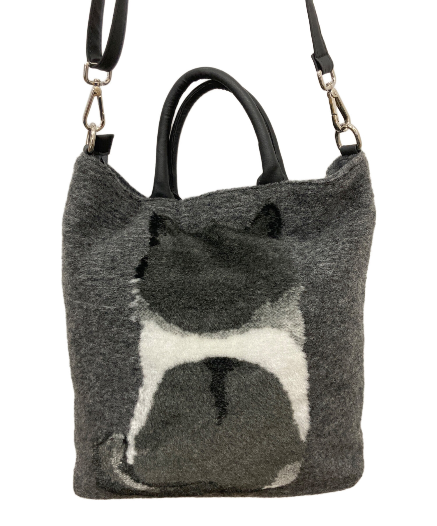 中古・古着通販】Teresa Cambi (テレサカンビ) 猫柄2WAYバッグ グレー