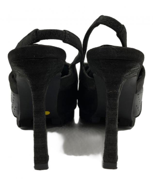 中古・古着通販】YELLO (イエロ) レースアップヒールパンプス ブラック