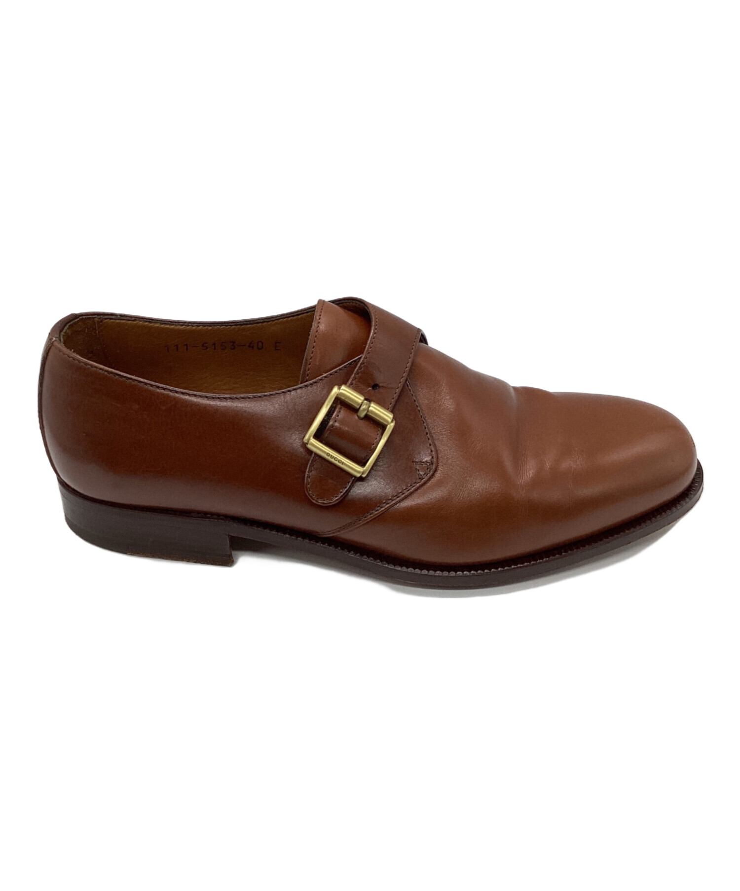 中古・古着通販】GUCCI (グッチ) モンクストラップシューズ ブラウン
