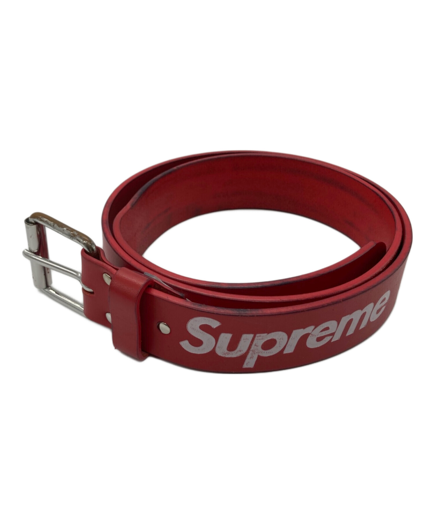 Supreme ロゴ入り レッド ベルト 中古・古着通販】SUPREME (シュプリーム) repeat leather belt レッド