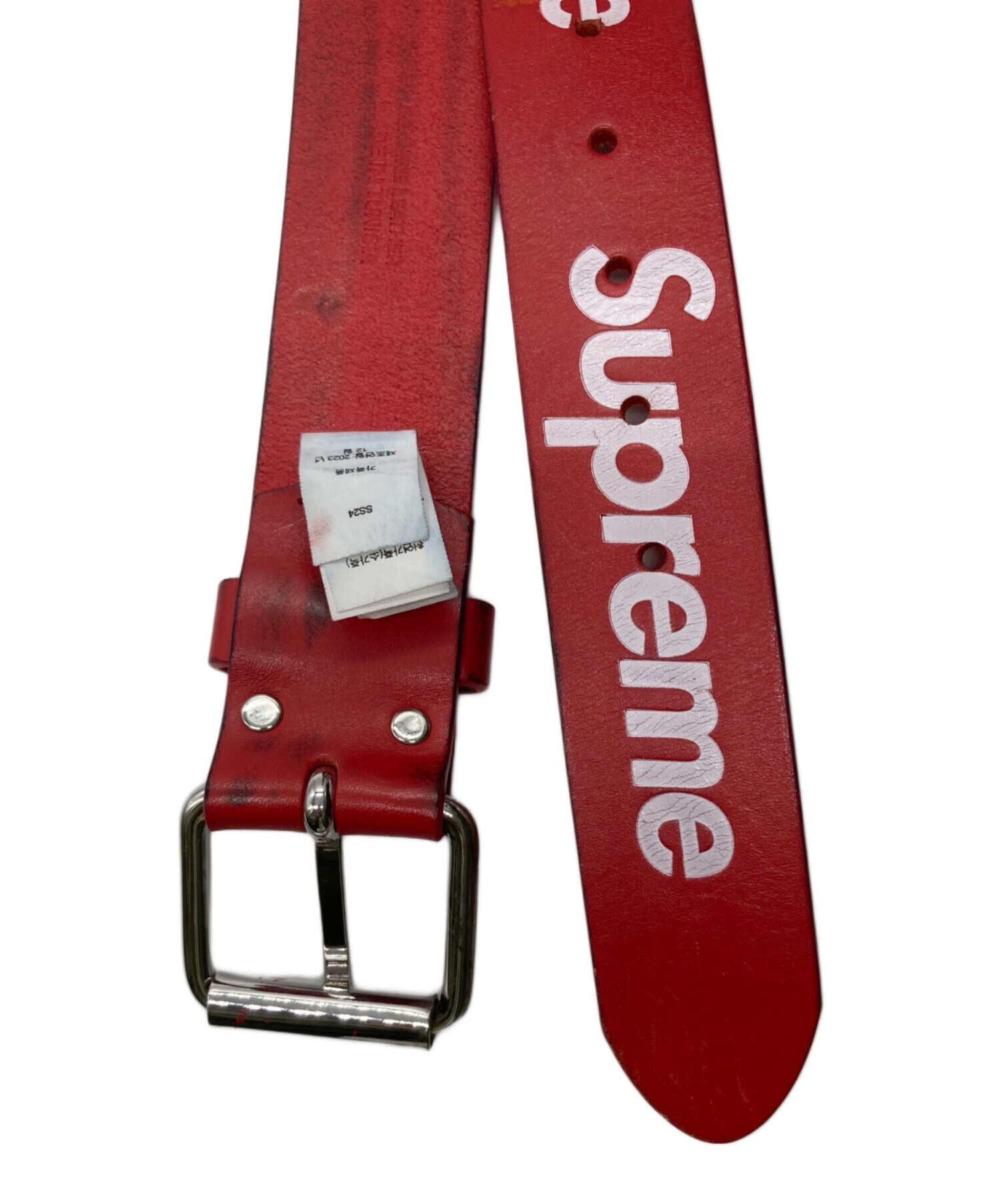 中古・古着通販】SUPREME (シュプリーム) repeat leather belt レッド