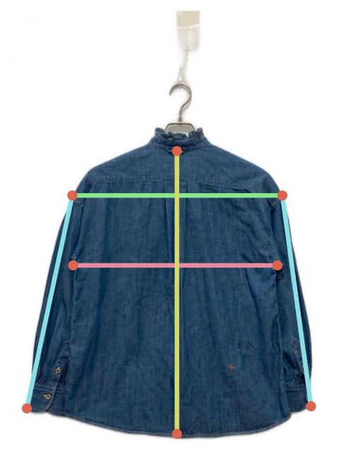 試着のみ 45R瑠璃ダンガリーデニムのボウタイクッペシャツ（加工） 45rpm